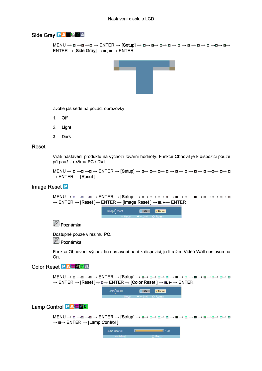 Samsung LH52BPTLBC/EN, LH52BPPLBC/EN manual Side Gray, Image Reset, Color Reset, Lamp Control 
