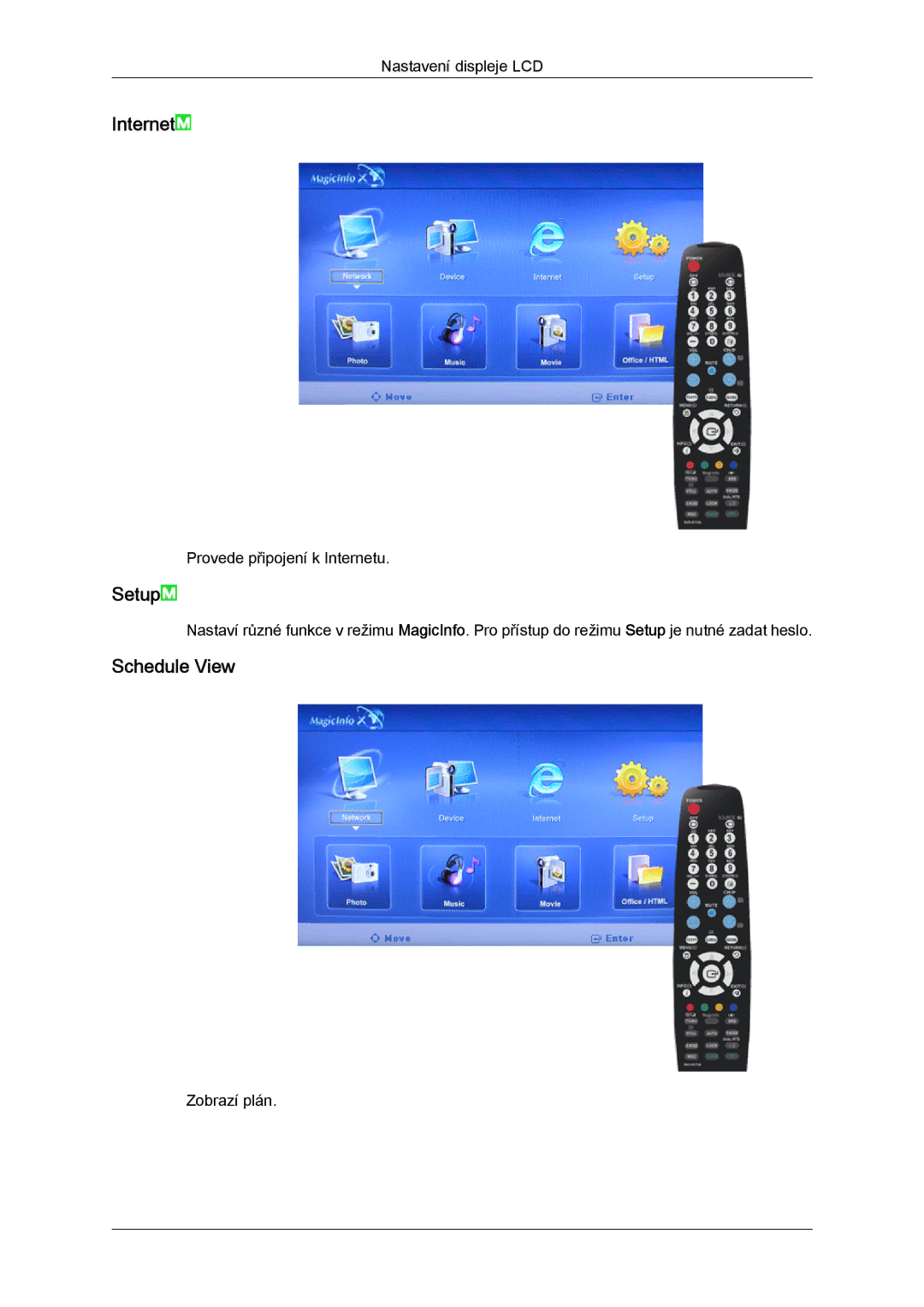 Samsung LH52BPTLBC/EN, LH52BPPLBC/EN manual Internet, Setup, Schedule View 