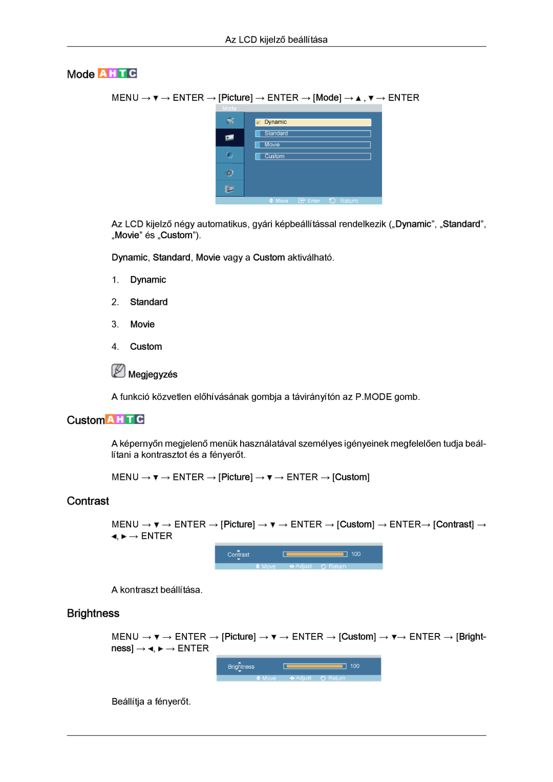 Samsung LH52BPPLBC/EN, LH52BPTLBC/EN manual Mode, Custom 