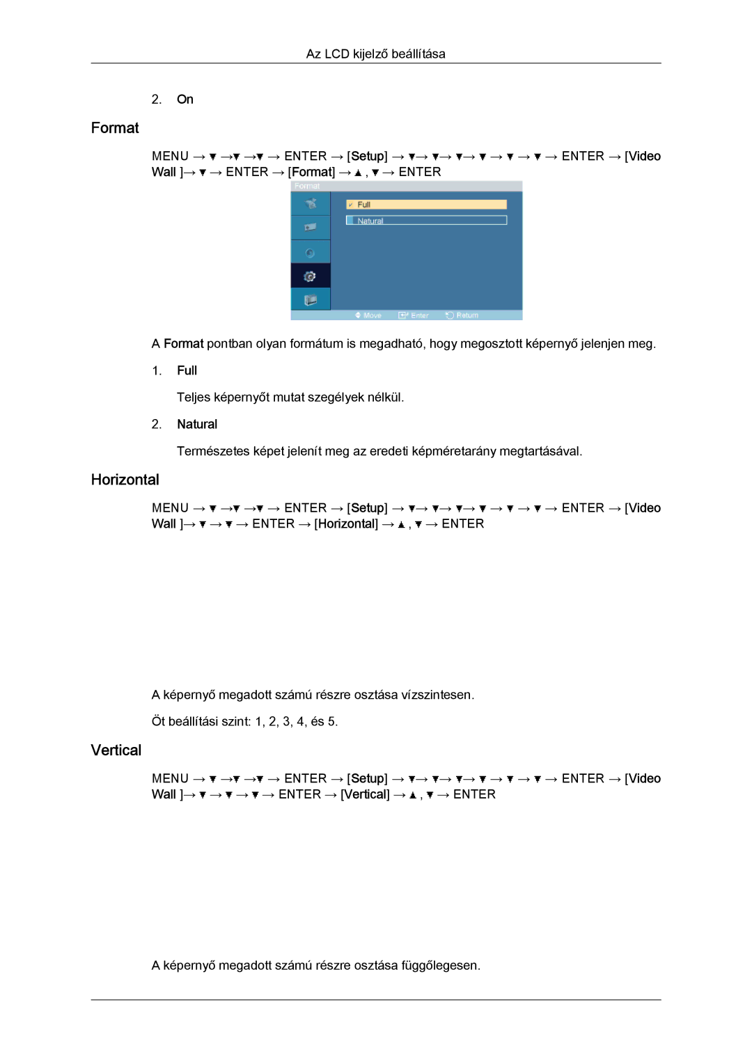 Samsung LH52BPTLBC/EN, LH52BPPLBC/EN manual Format, Horizontal, Vertical, Full, Natural 