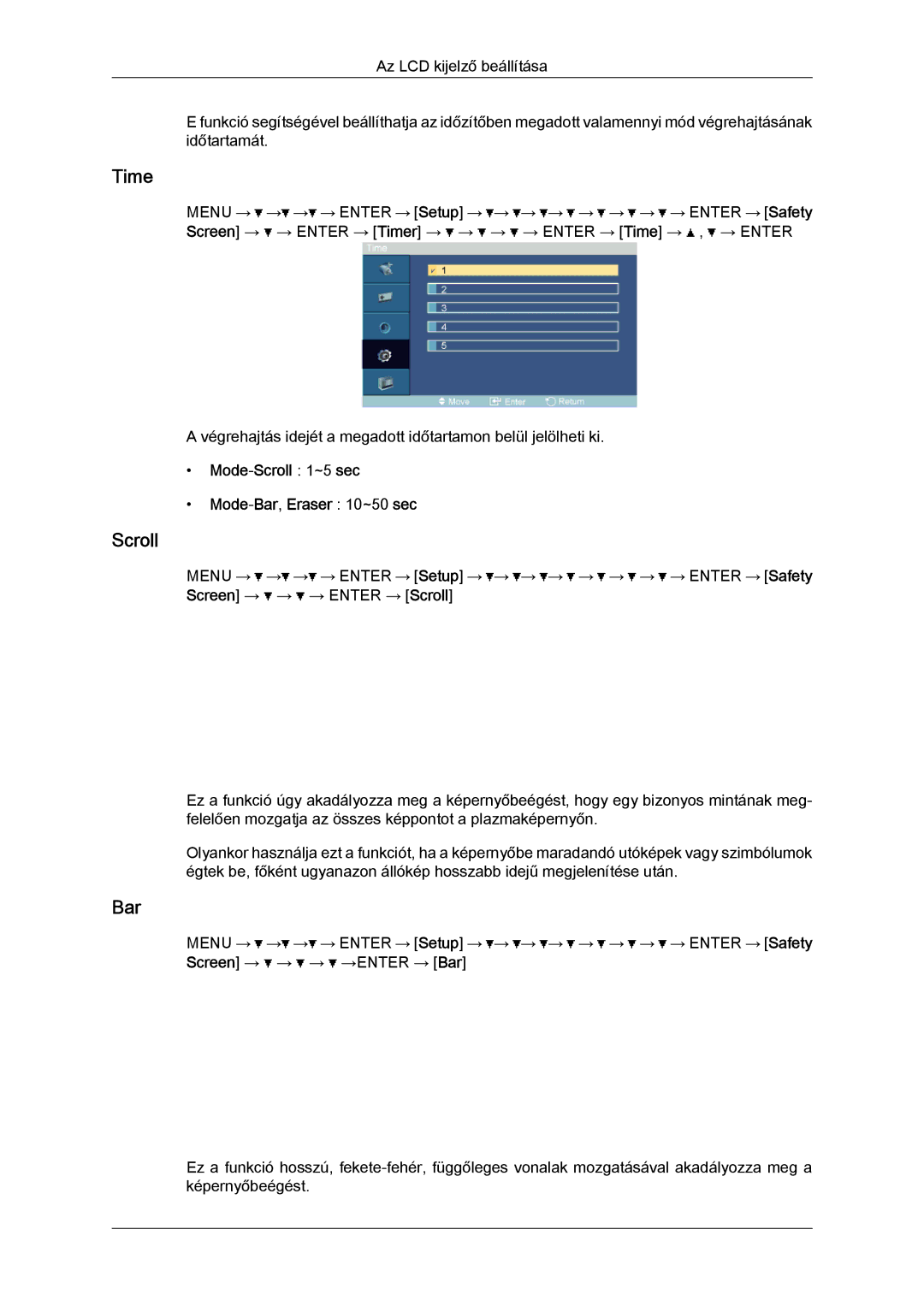 Samsung LH52BPTLBC/EN, LH52BPPLBC/EN manual Mode-Scroll 1~5 sec Mode-Bar,Eraser 10~50 sec 