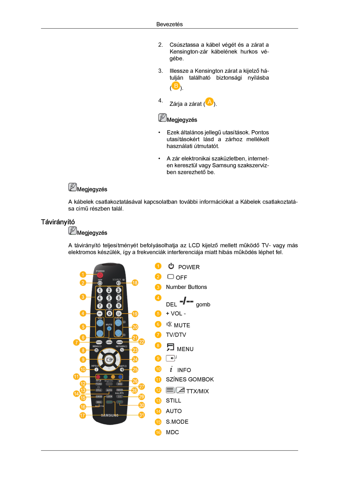 Samsung LH52BPPLBC/EN, LH52BPTLBC/EN manual Távirányító 