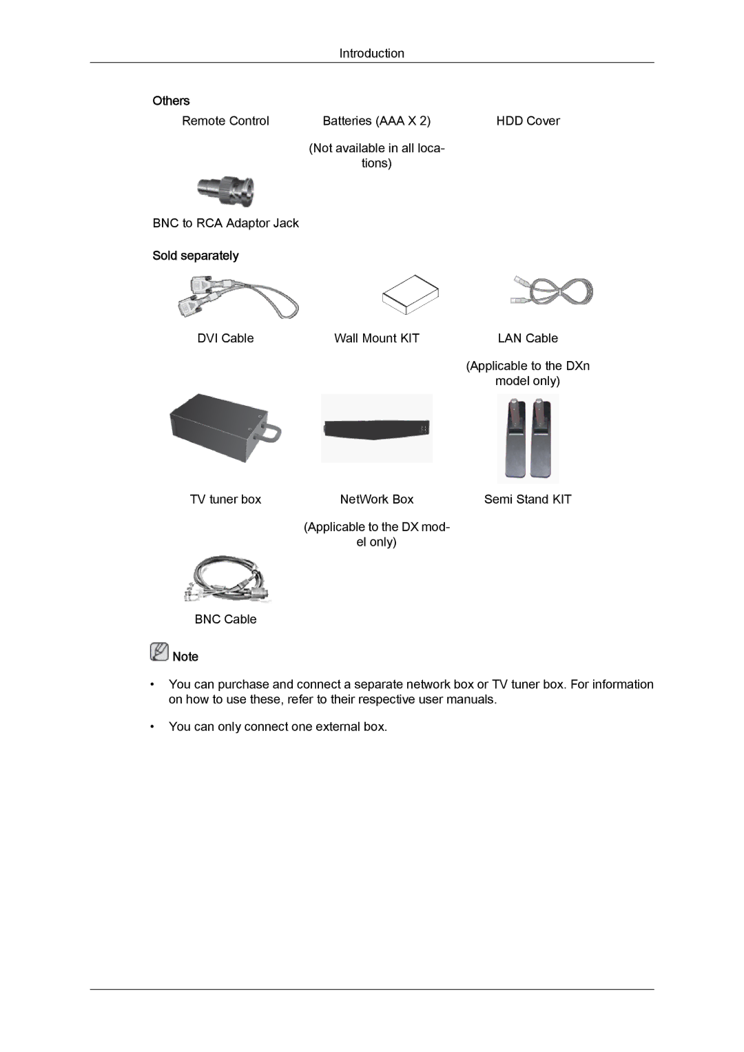 Samsung LH52BPPLBC/ZB, LH52BPTMBC/EN, LH52BPULBC/EN, LH52BPQLBC/EN, LH52BPTLBC/EN, LH52BPPLBC/EN, LH52BPPLBC/XY Sold separately 