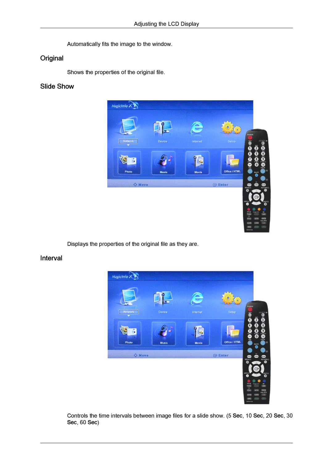 Samsung LH52BPULBC/EN, LH52BPTMBC/EN, LH52BPQLBC/EN, LH52BPTLBC/EN, LH52BPPLBC/EN manual Original, Slide Show, Interval 