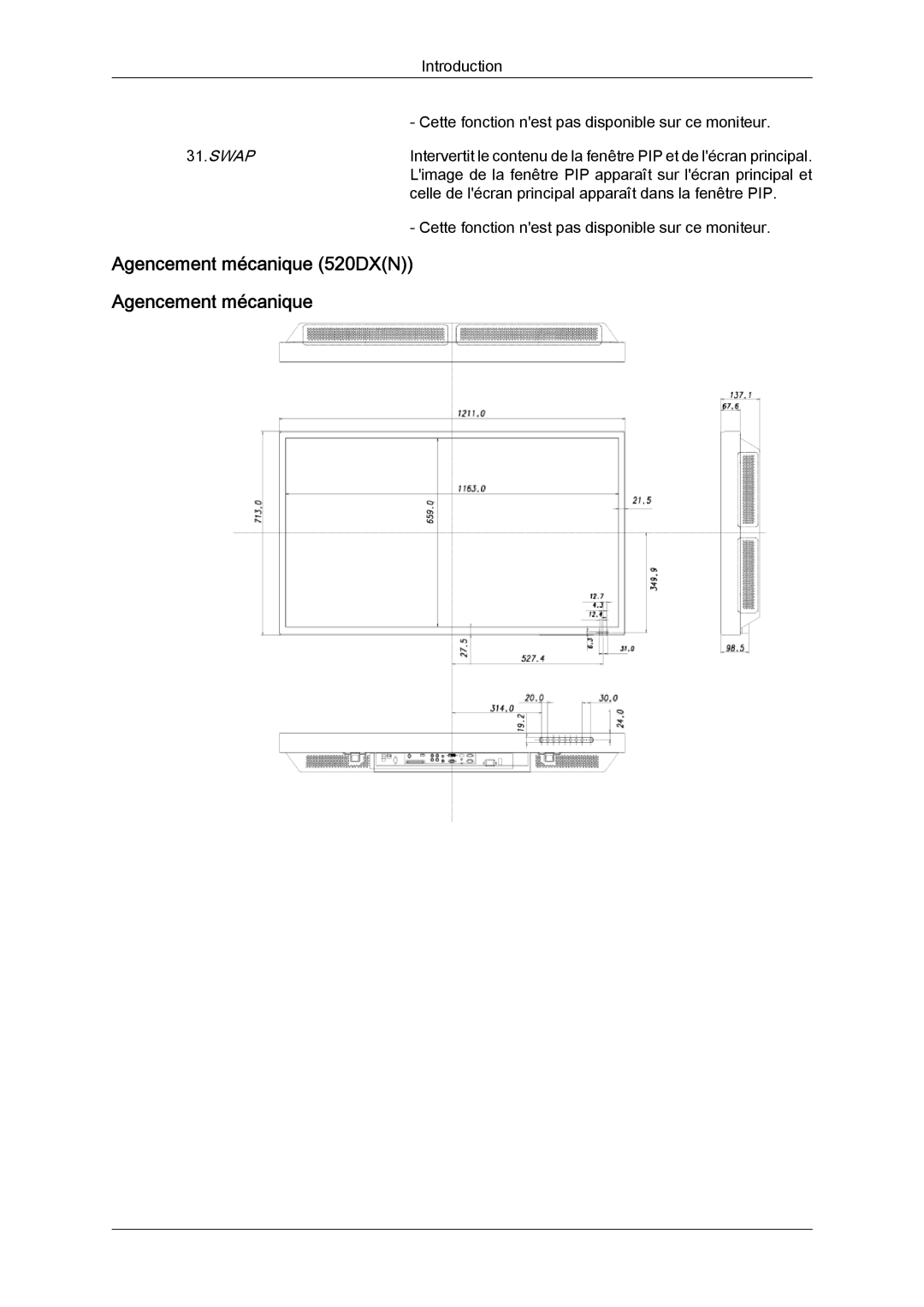 Samsung LH52BPULBC/EN, LH52BPQLBC/EN, LH52BPTLBC/EN, LH52BPPLBC/EN manual Agencement mécanique 520DXN 