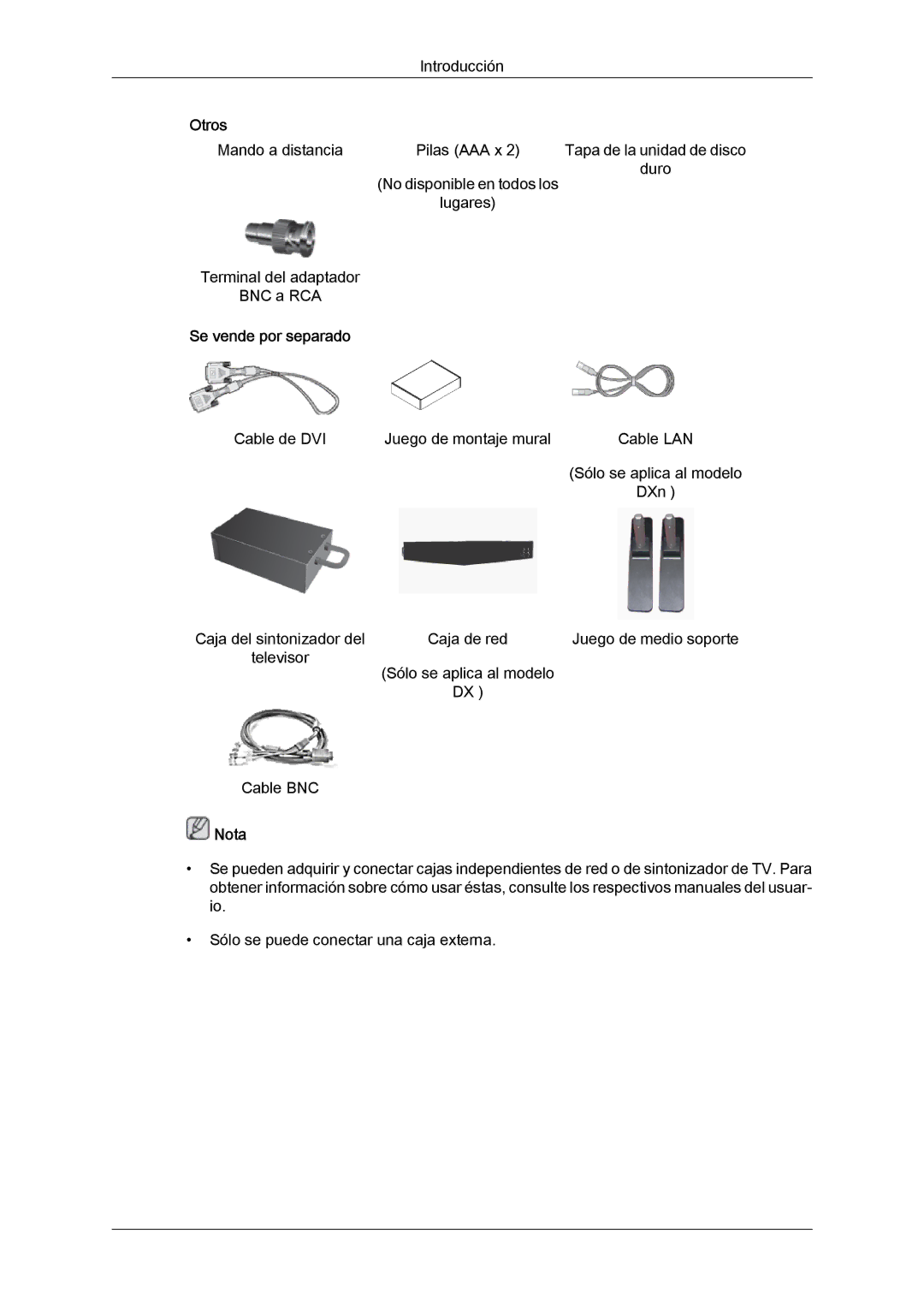 Samsung LH52BPPLBC/EN, LH52BPULBC/EN, LH52BPQLBC/EN, LH52BPTLBC/EN manual Se vende por separado 