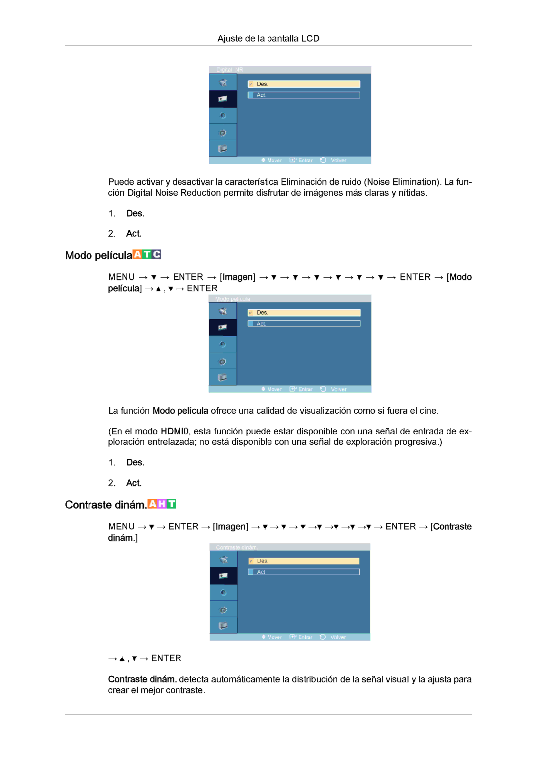 Samsung LH52BPTLBC/EN, LH52BPULBC/EN, LH52BPQLBC/EN, LH52BPPLBC/EN manual Modo película, Dinám 