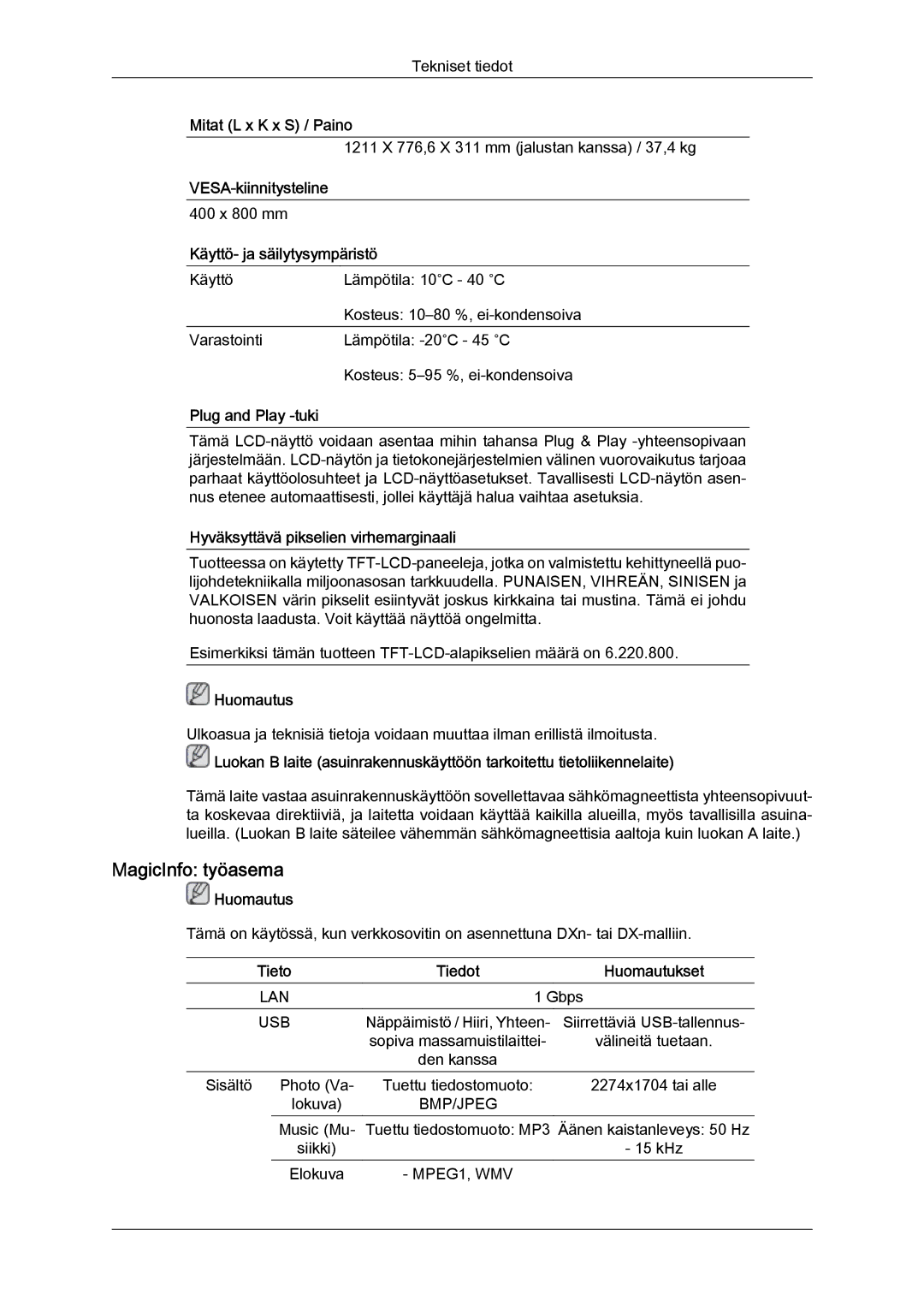 Samsung LH52BPULBC/EN, LH52BPQLBC/EN, LH52BPTLBC/EN, LH52BPPLBC/EN manual MagicInfo työasema 