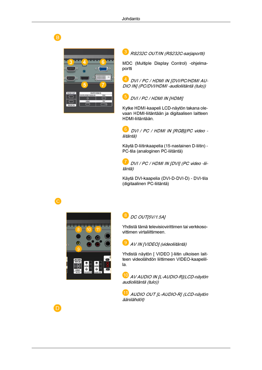 Samsung LH52BPTLBC/EN, LH52BPULBC/EN, LH52BPQLBC/EN, LH52BPPLBC/EN manual DVI / PC / Hdmi in Hdmi 