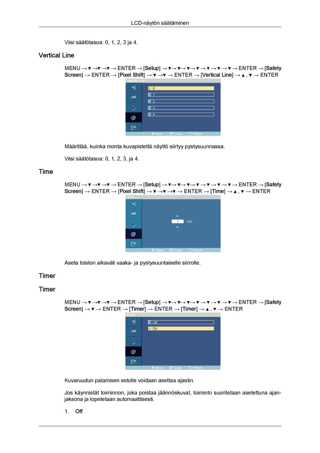 Samsung LH52BPPLBC/EN, LH52BPULBC/EN, LH52BPQLBC/EN, LH52BPTLBC/EN manual Vertical Line, Timer 