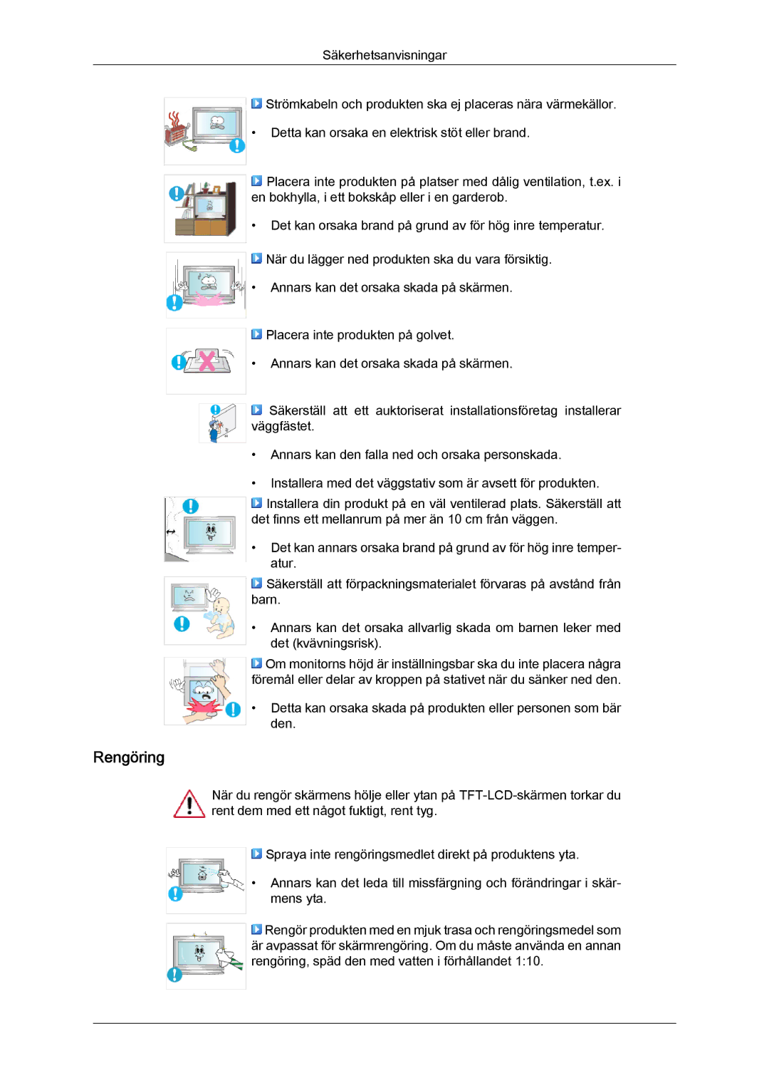 Samsung LH52BPULBC/EN, LH52BPQLBC/EN, LH52BPTLBC/EN, LH52BPPLBC/EN manual Rengöring 