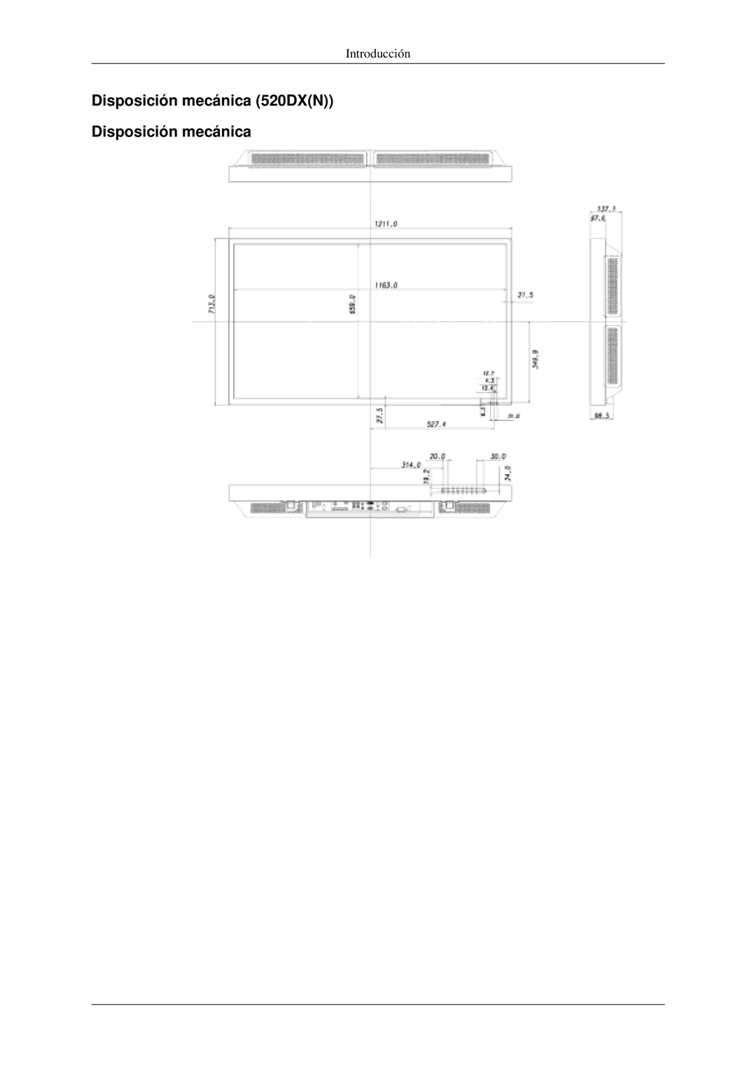 Samsung PH42KPPLBC/EN, LH52BPULBC/EN, LH52BPQLBC/EN, LH52BPTLBC/EN, LH52BPPLBC/EN manual Disposición mecánica 520DXN 