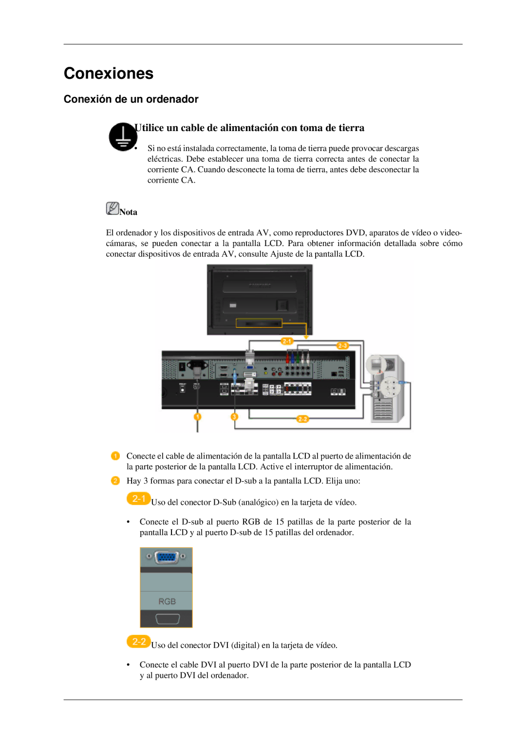 Samsung LH52BPTLBC/EN, LH52BPULBC/EN, LH52BPQLBC/EN, PH42KPPLBC/EN, LH52BPPLBC/EN manual Conexiones, Conexión de un ordenador 