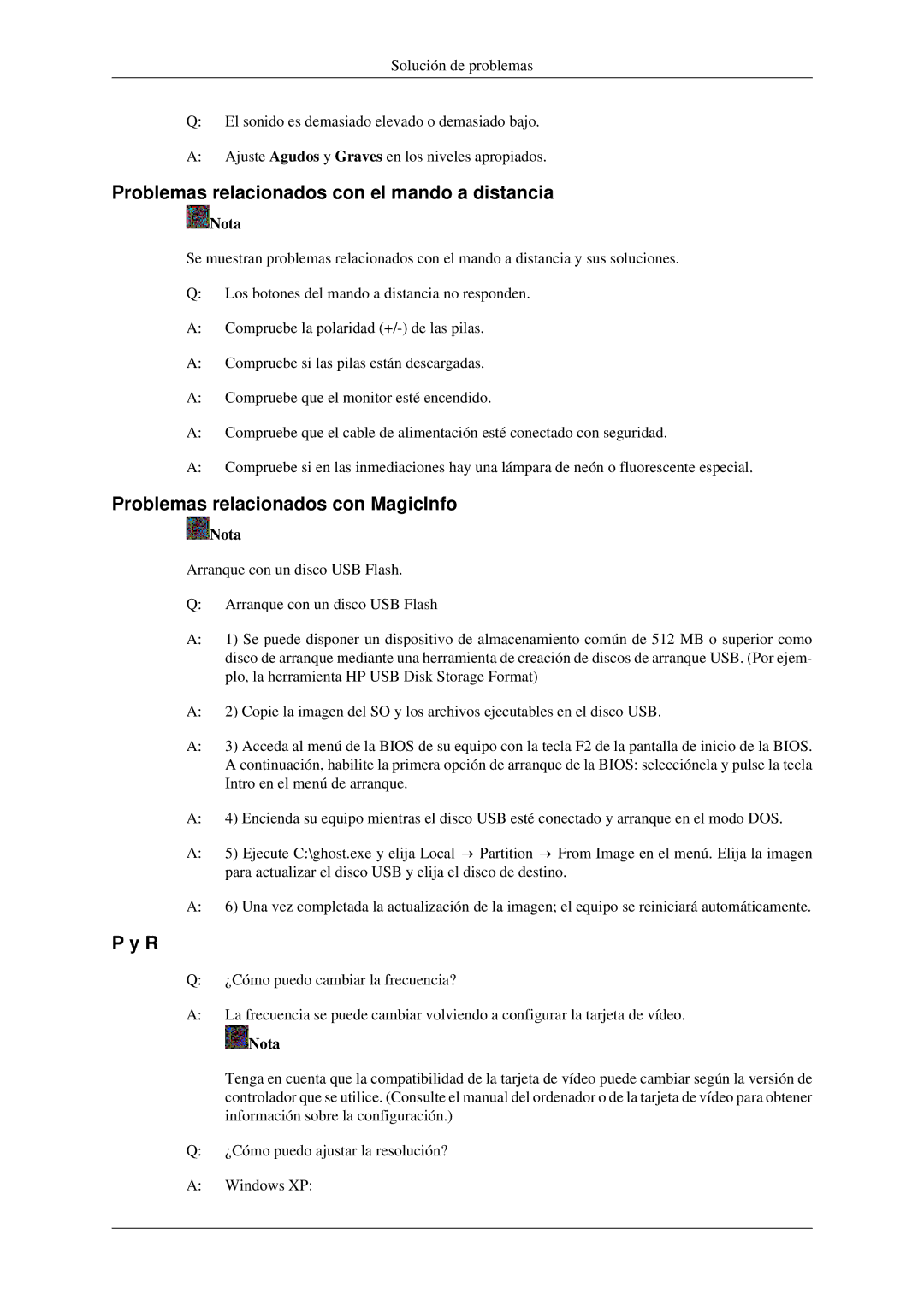 Samsung LH52BPPLBC/EN, LH52BPULBC/EN Problemas relacionados con el mando a distancia, Problemas relacionados con MagicInfo 