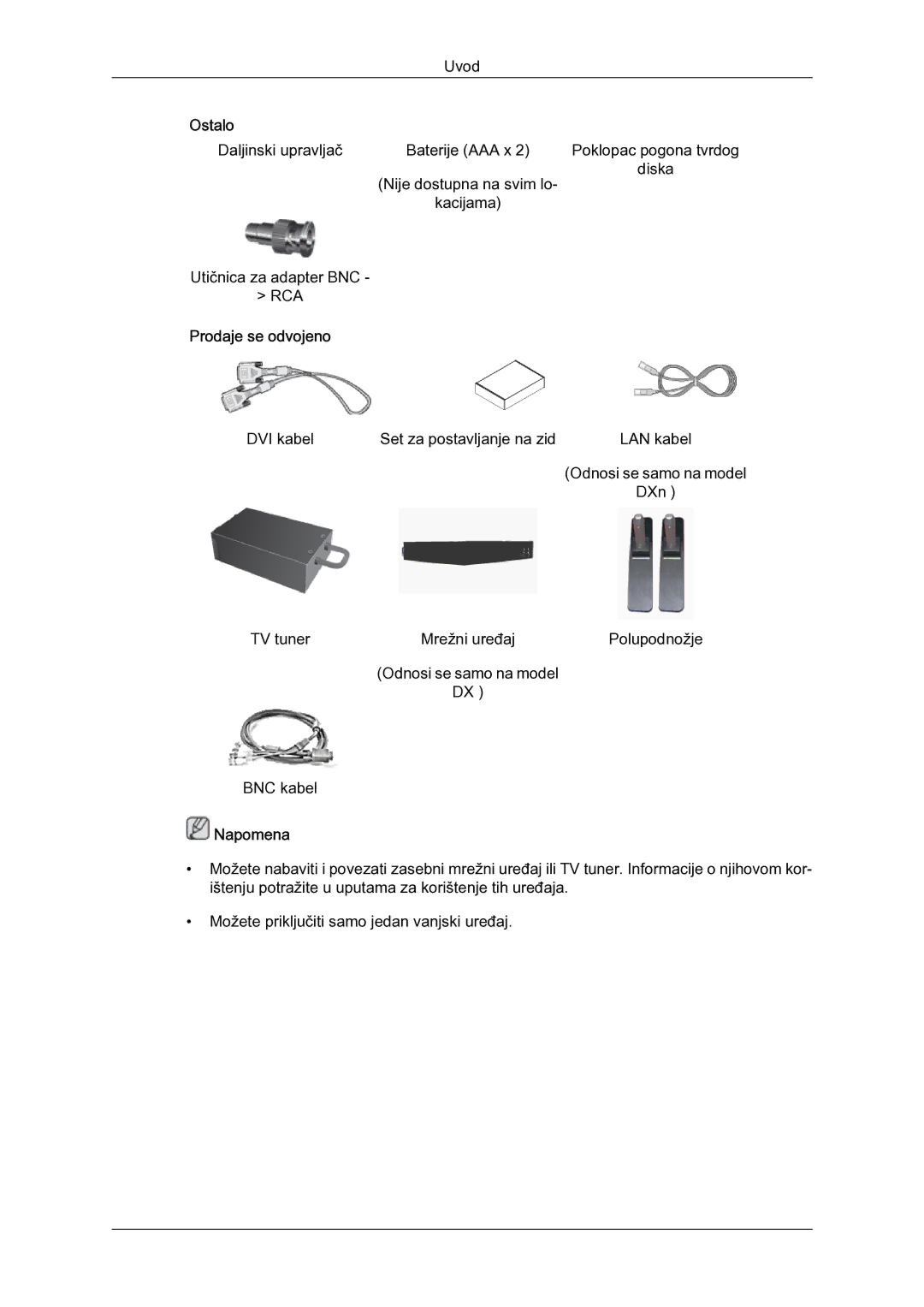 Samsung LH52BPULBC/EN manual Prodaje se odvojeno 