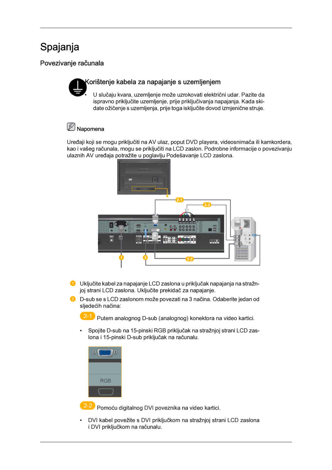 Samsung LH52BPULBC/EN manual Spajanja 