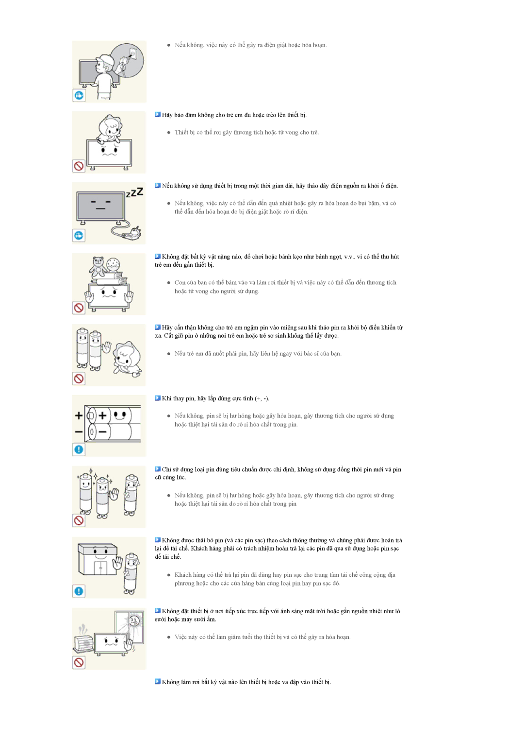 Samsung LH55CPPLBB/XS, LH55CPPLBB/XY, LH46CPPLBB/XY manual Thiết bị có thể rơi gây thương tích hoặc tử vong cho trẻ 