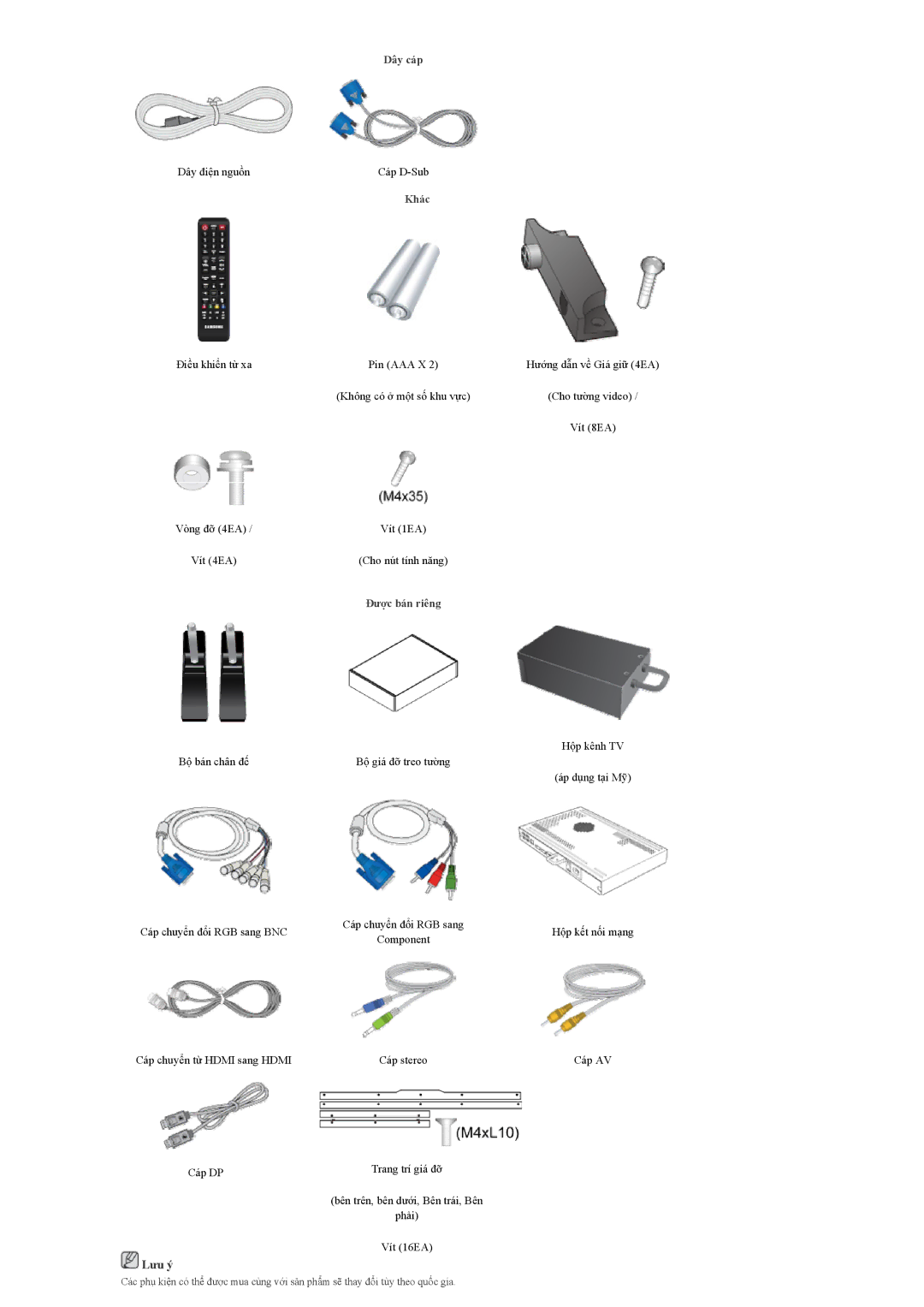 Samsung LH46CPPLBB/XY, LH55CPPLBB/XY, LH55CPPLBB/XS manual Dây cáp, Khác 