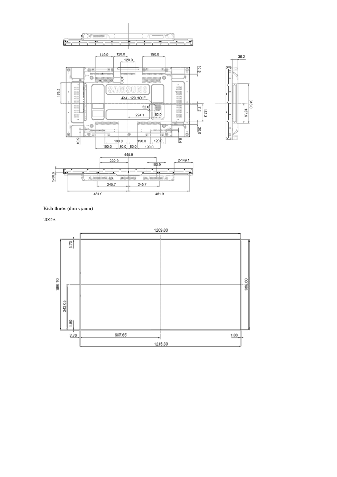 Samsung LH55CPPLBB/XS, LH55CPPLBB/XY, LH46CPPLBB/XY manual UD55A 