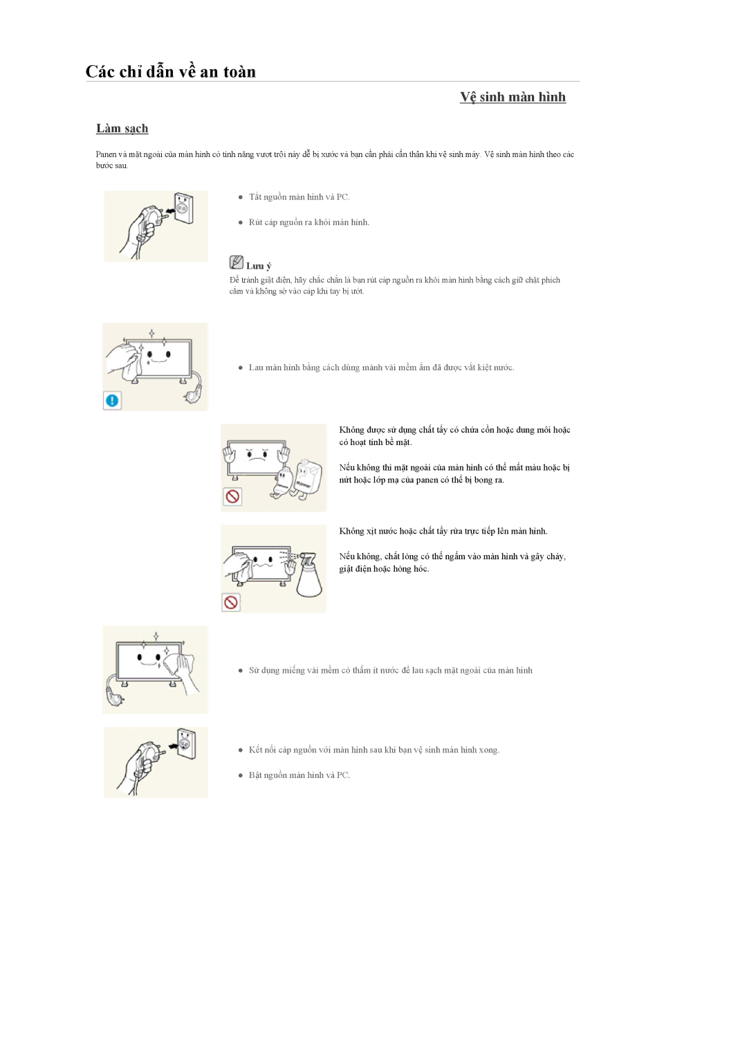 Samsung LH55CPPLBB/XY, LH55CPPLBB/XS, LH46CPPLBB/XY manual Vệ sinh màn hình, Làm sạch 