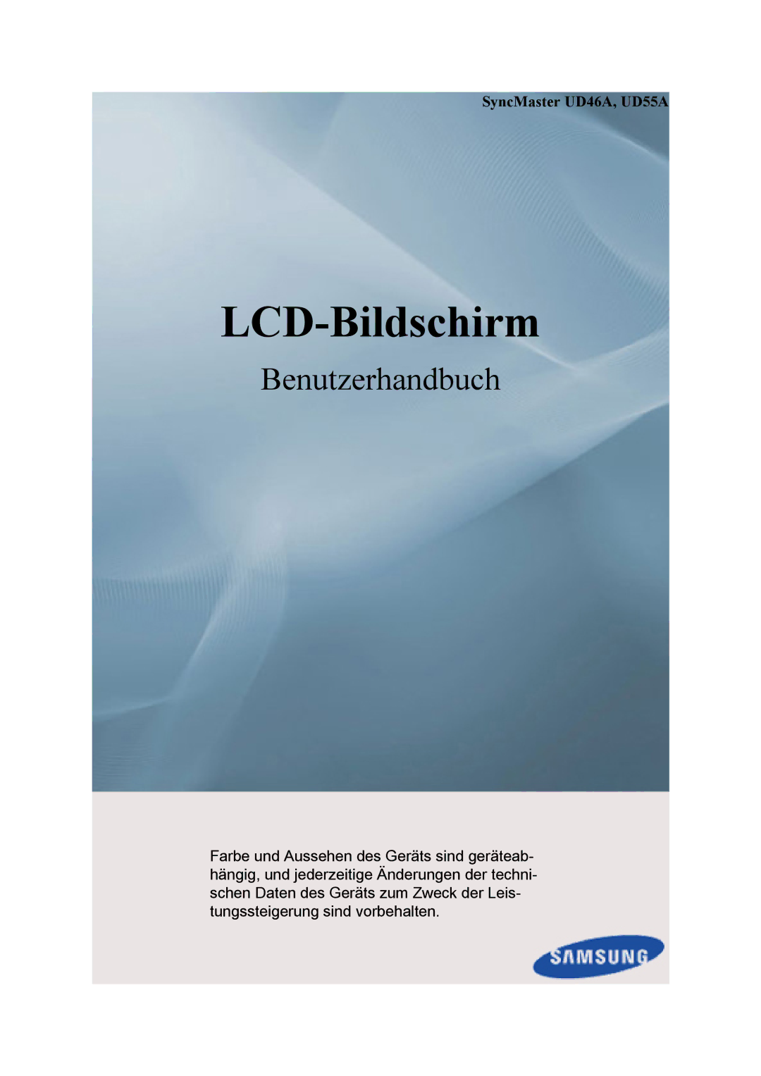 Samsung LH46CPPLBB/EN, LH55CPPLBB/ZA, LH55CPPLBB/EN manual LCD-Bildschirm 