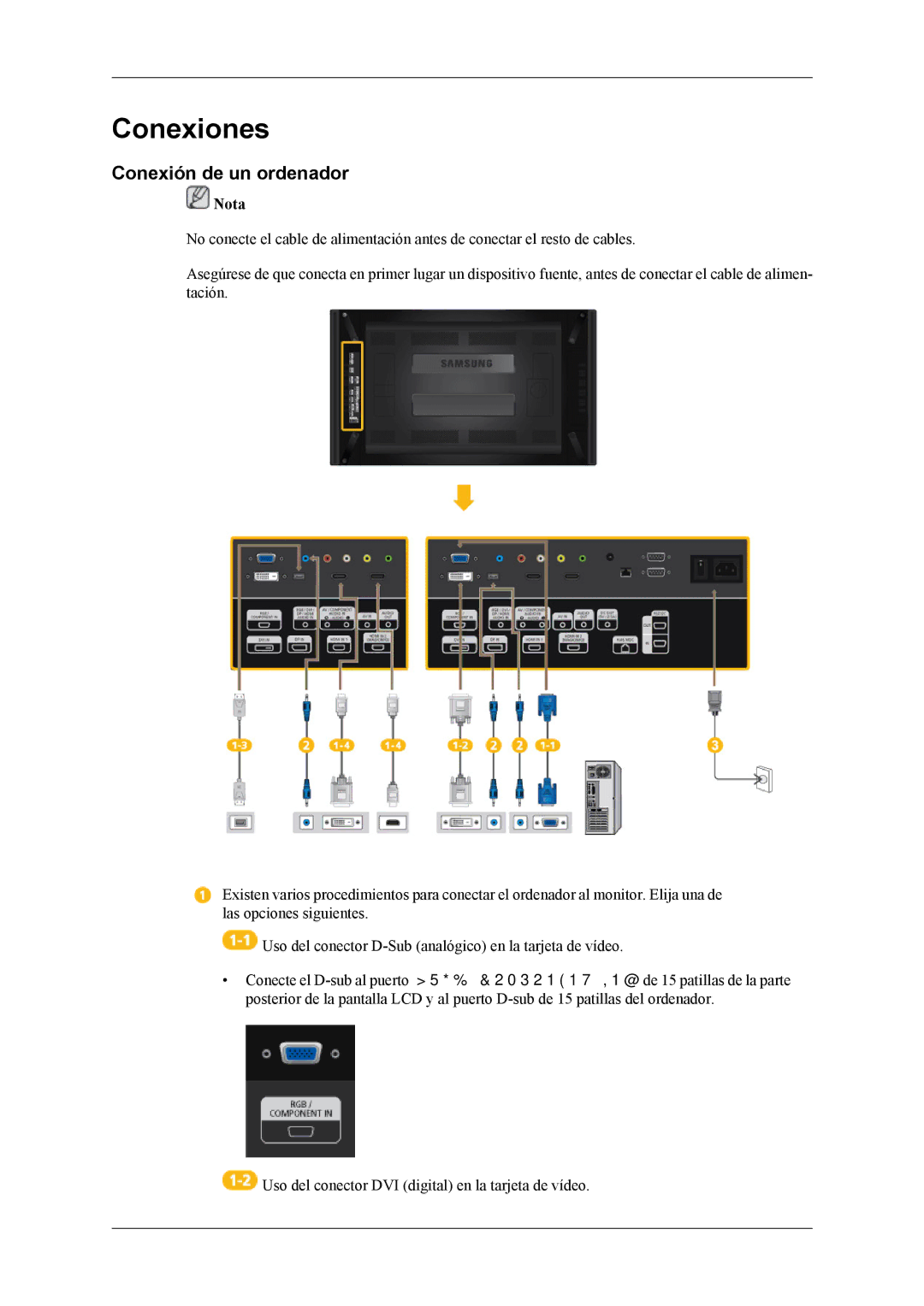 Samsung LH46CPPLBB/EN, LH55CPPLBB/ZA, LH55CPPLBB/EN manual Conexiones, Conexión de un ordenador 