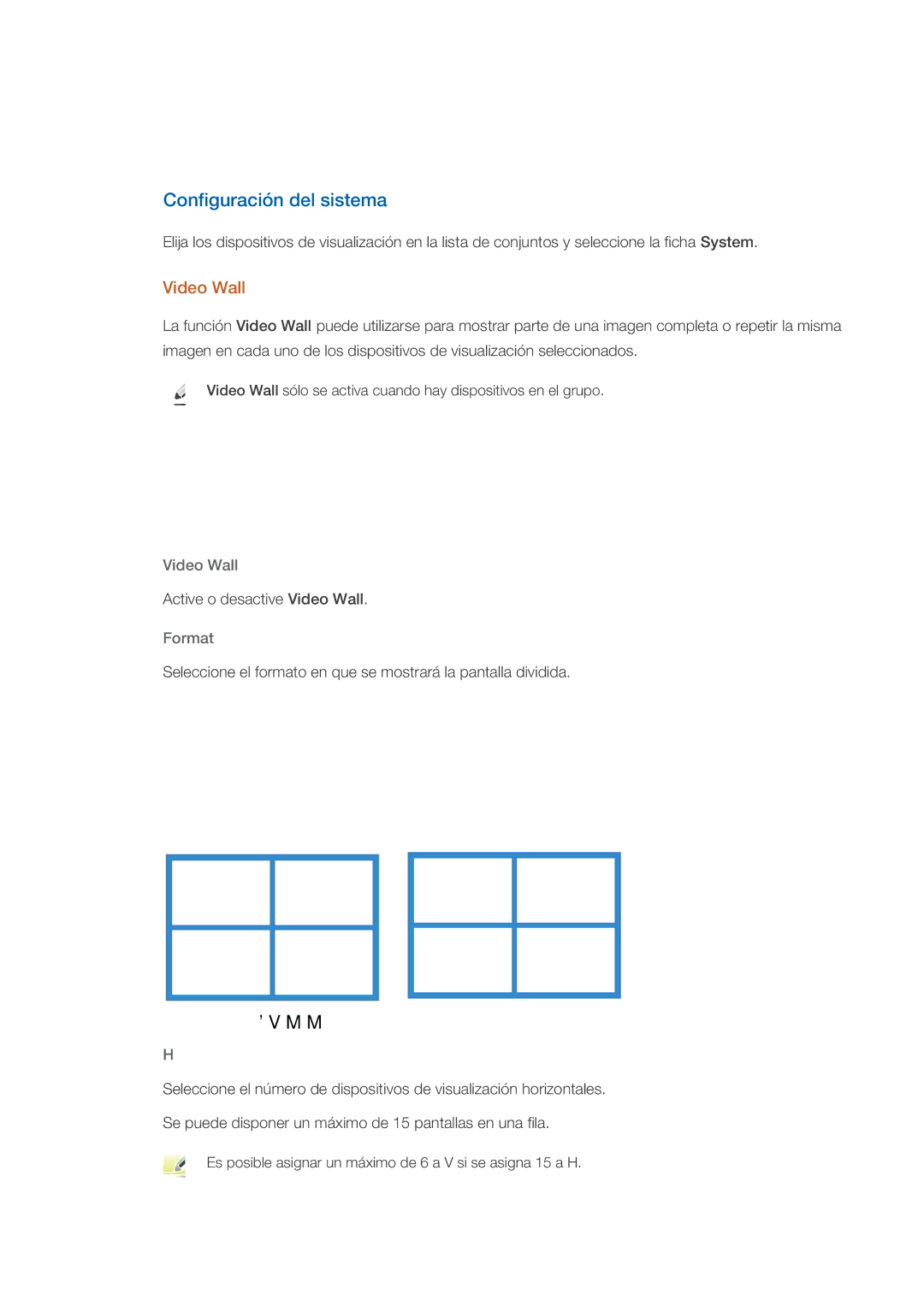 Samsung LH46CPPLBB/EN, LH55CPPLBB/ZA, LH55CPPLBB/EN manual Configuración del sistema, Video Wall, Format 