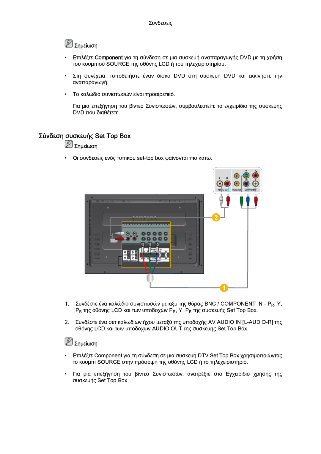 Samsung LH52BPPLBC/EN, LH55CSPLBC/EN, LH52BPQLBC/EN, LH52BPTLBC/EN manual Σύνδεση συσκευής Set Top Box 