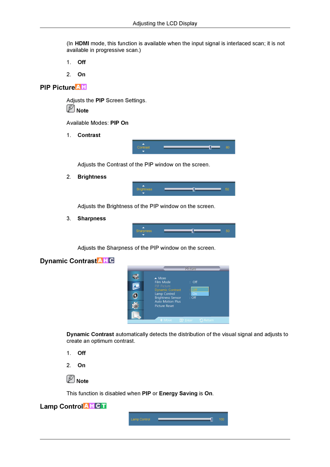 Samsung LH55CSPLBC/XJ, LH55CSPLBC/EN, LH55CSPLBC/XY, LH55CSPLBC/NG, LH55CSPLBC/HD manual PIP Picture 