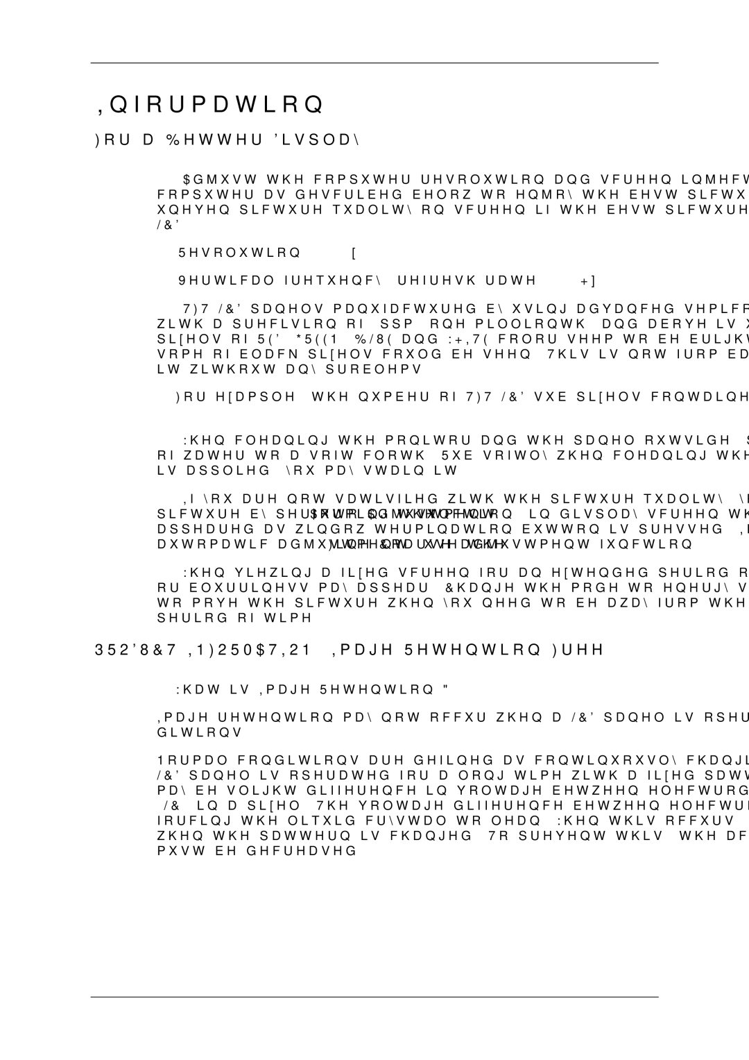 Samsung LH55CSPLBC/XY, LH55CSPLBC/EN, LH55CSPLBC/XJ manual For a Better Display, Product Information Image Retention Free 