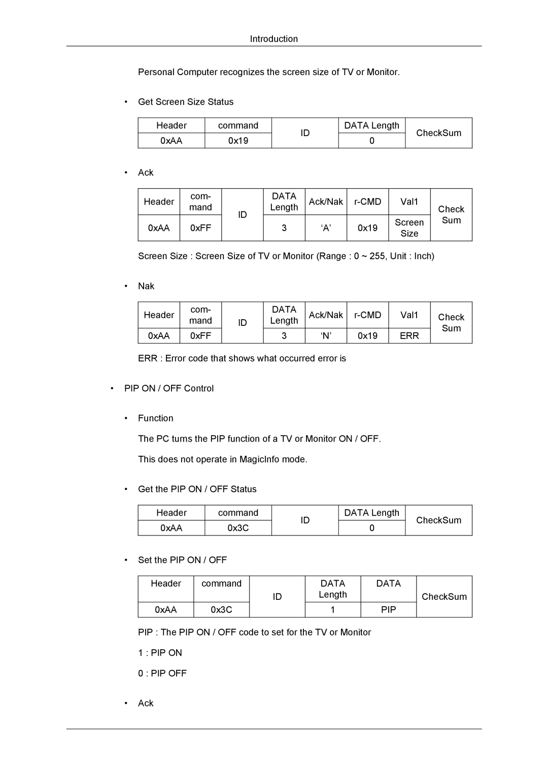 Samsung LH55CSPLBC/EN, LH55CSPLBC/XJ, LH55CSPLBC/XY, LH55CSPLBC/NG, LH55CSPLBC/HD manual Pip 