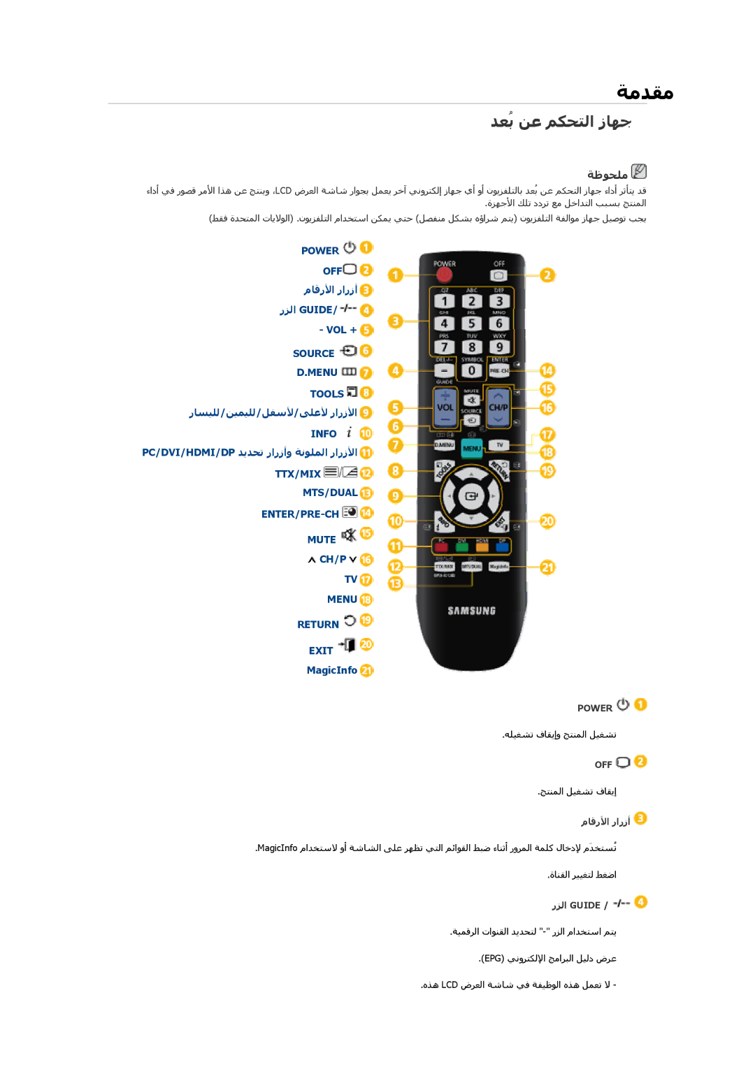 Samsung LH55CSPLBC/EN, LH55CSPLBC/XY, LH55CSPLBC/NG, LH55CSPLBC/HD manual ﺪﻌُﺑ ﻦﻋ ﻢﻜﺤﺘﻟا زﺎﻬﺟ, Menu Return Exit 