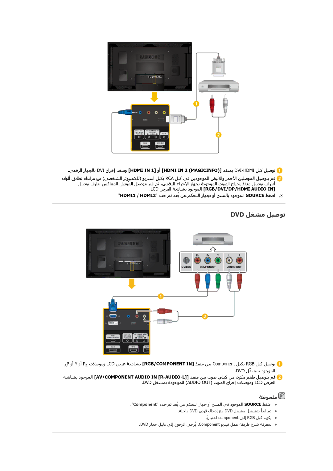 Samsung LH55CSPLBC/NG, LH55CSPLBC/EN, LH55CSPLBC/XY, LH55CSPLBC/HD manual Dvd ﻞﻐﺸﻣ ﻞﻴﺻﻮﺗ 