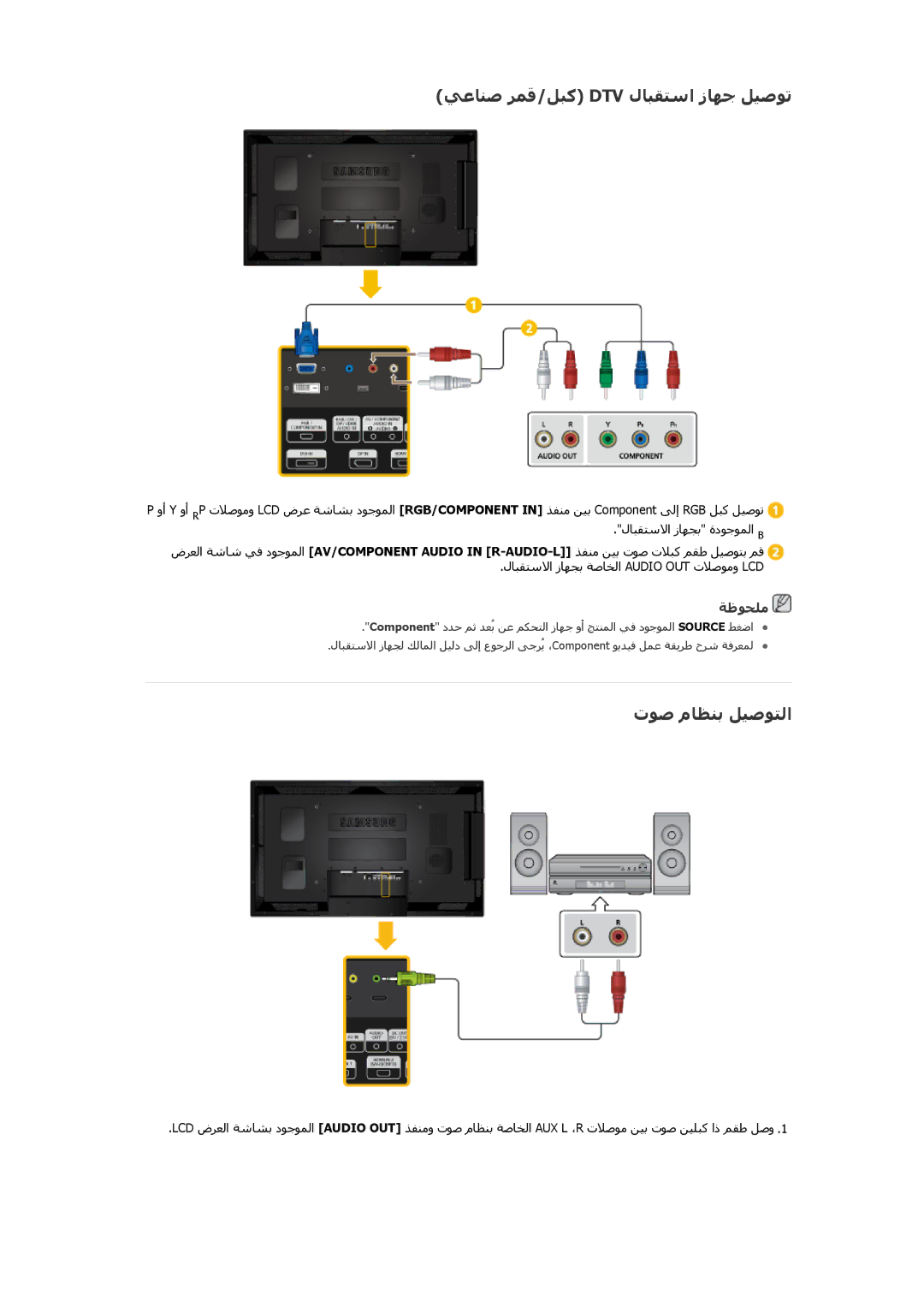 Samsung LH55CSPLBC/HD, LH55CSPLBC/EN, LH55CSPLBC/XY, LH55CSPLBC/NG ﻲﻋﺎﻨﺻ ﺮﻤﻗ/ﻞﺒآ Dtv لﺎﺒﻘﺘﺳا زﺎﻬﺟ ﻞﻴﺻﻮﺗ, تﻮﺻ مﺎﻈﻨﺑ ﻞﻴﺻﻮﺘﻟا 