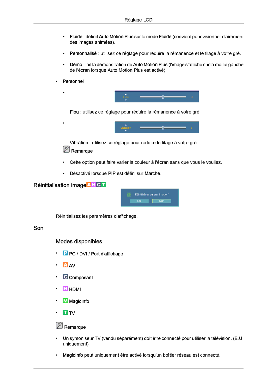 Samsung LH55CSPLBC/EN manual Son Modes disponibles, Personnel 