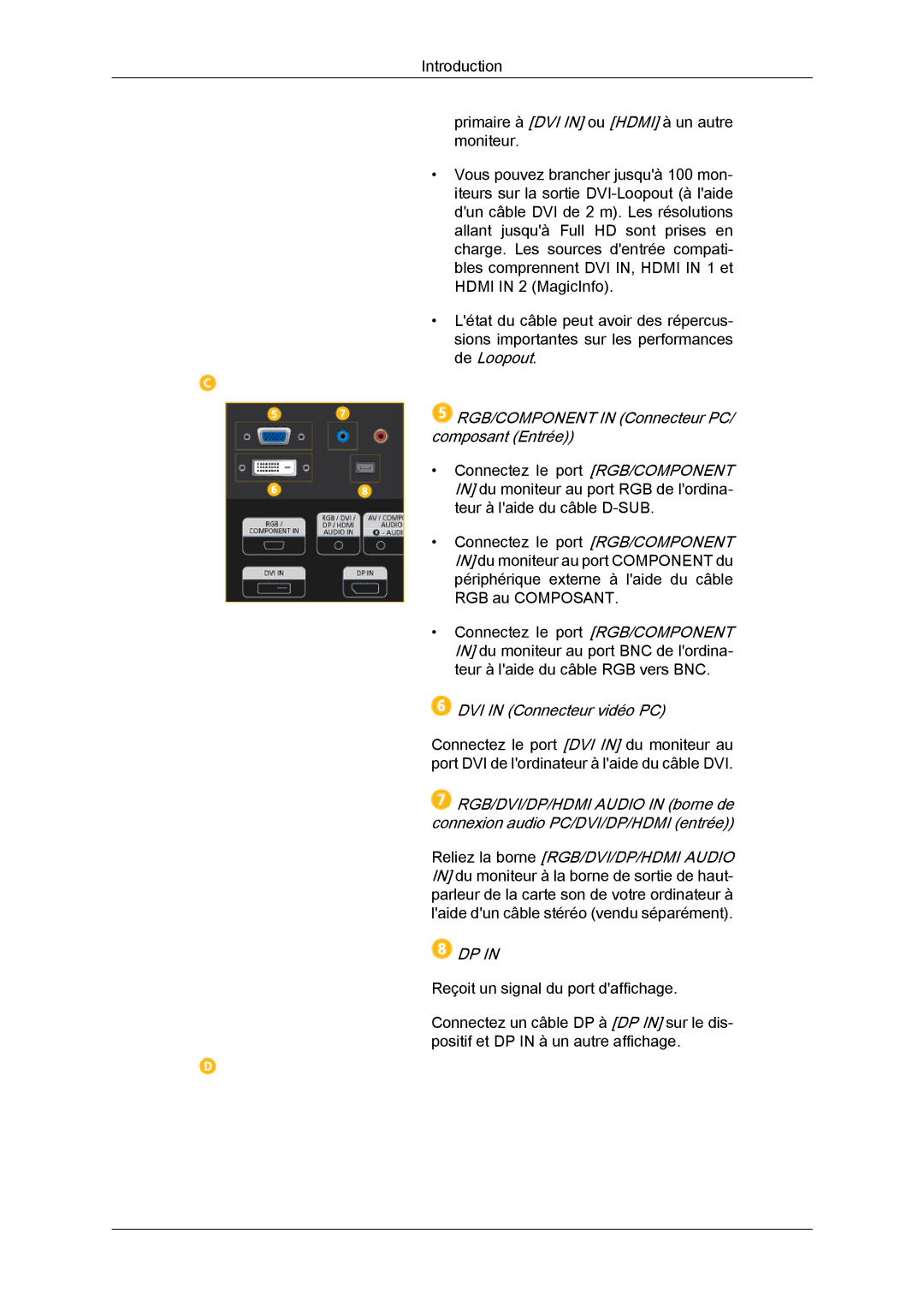 Samsung LH55CSPLBC/EN manual DVI in Connecteur vidéo PC 