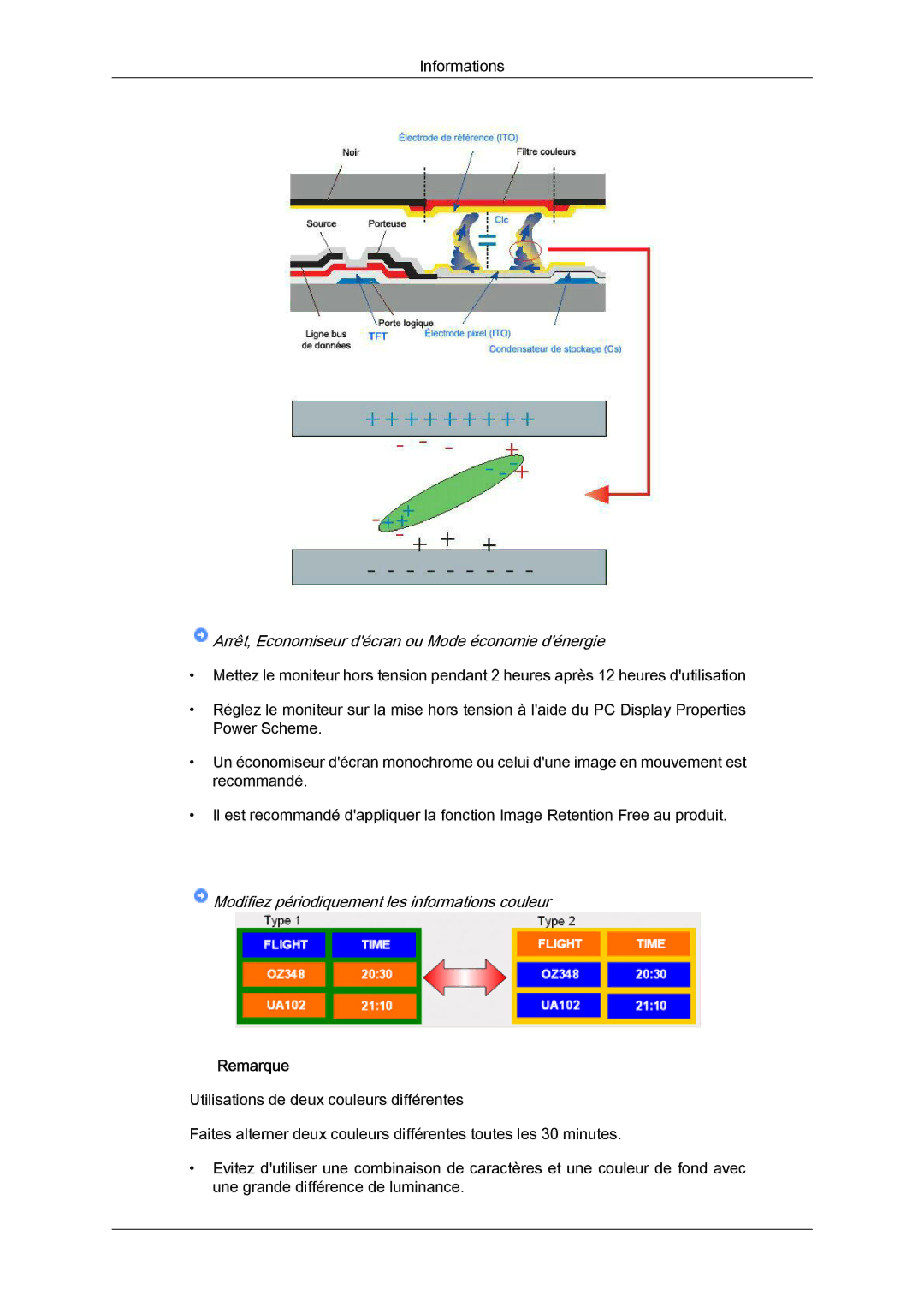 Samsung LH55CSPLBC/EN manual Modifiez périodiquement les informations couleur 