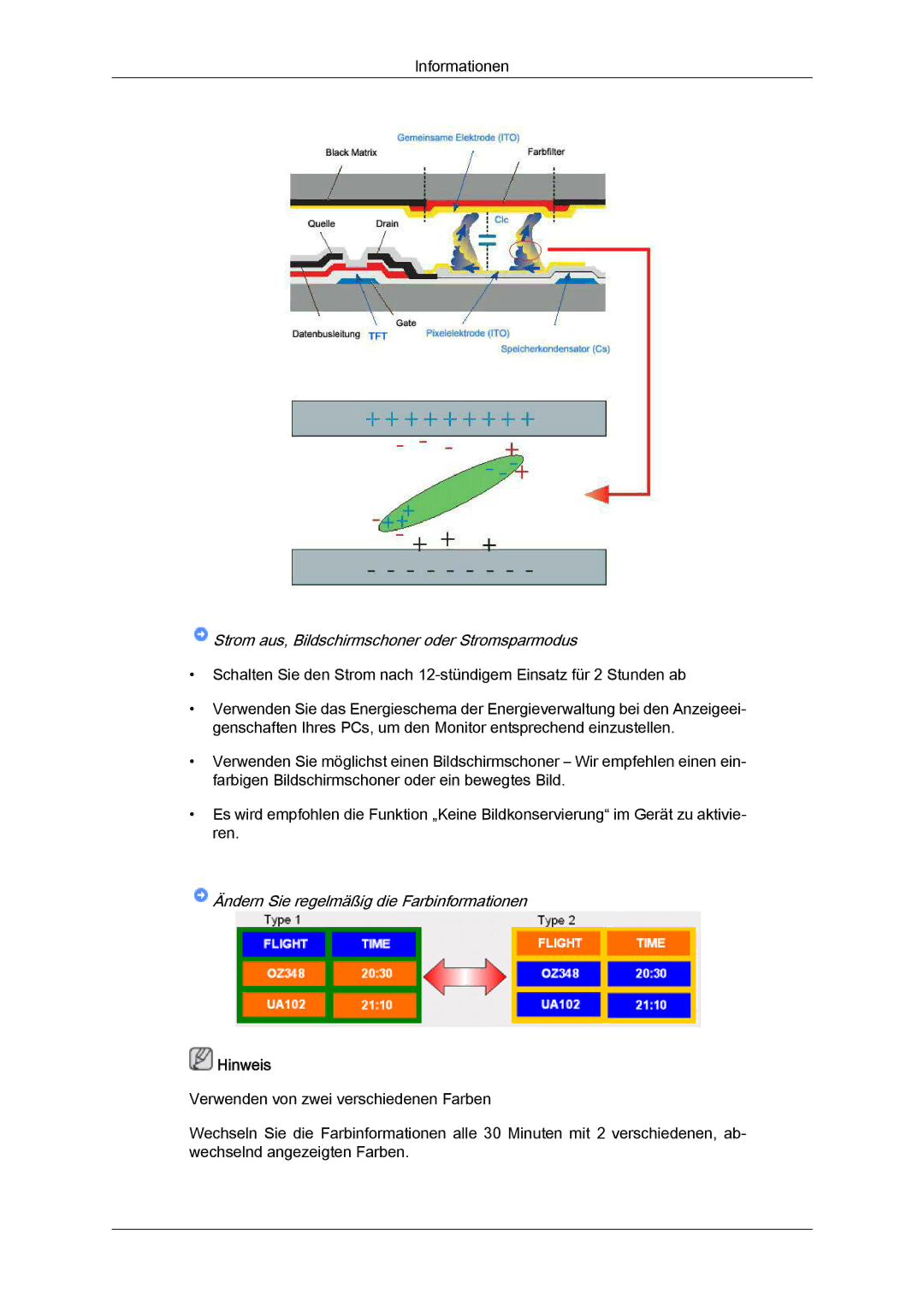 Samsung LH55CSPLBC/EN manual Ändern Sie regelmäßig die Farbinformationen 