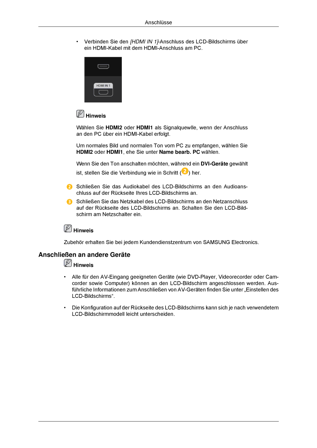 Samsung LH55CSPLBC/EN manual Anschließen an andere Geräte 