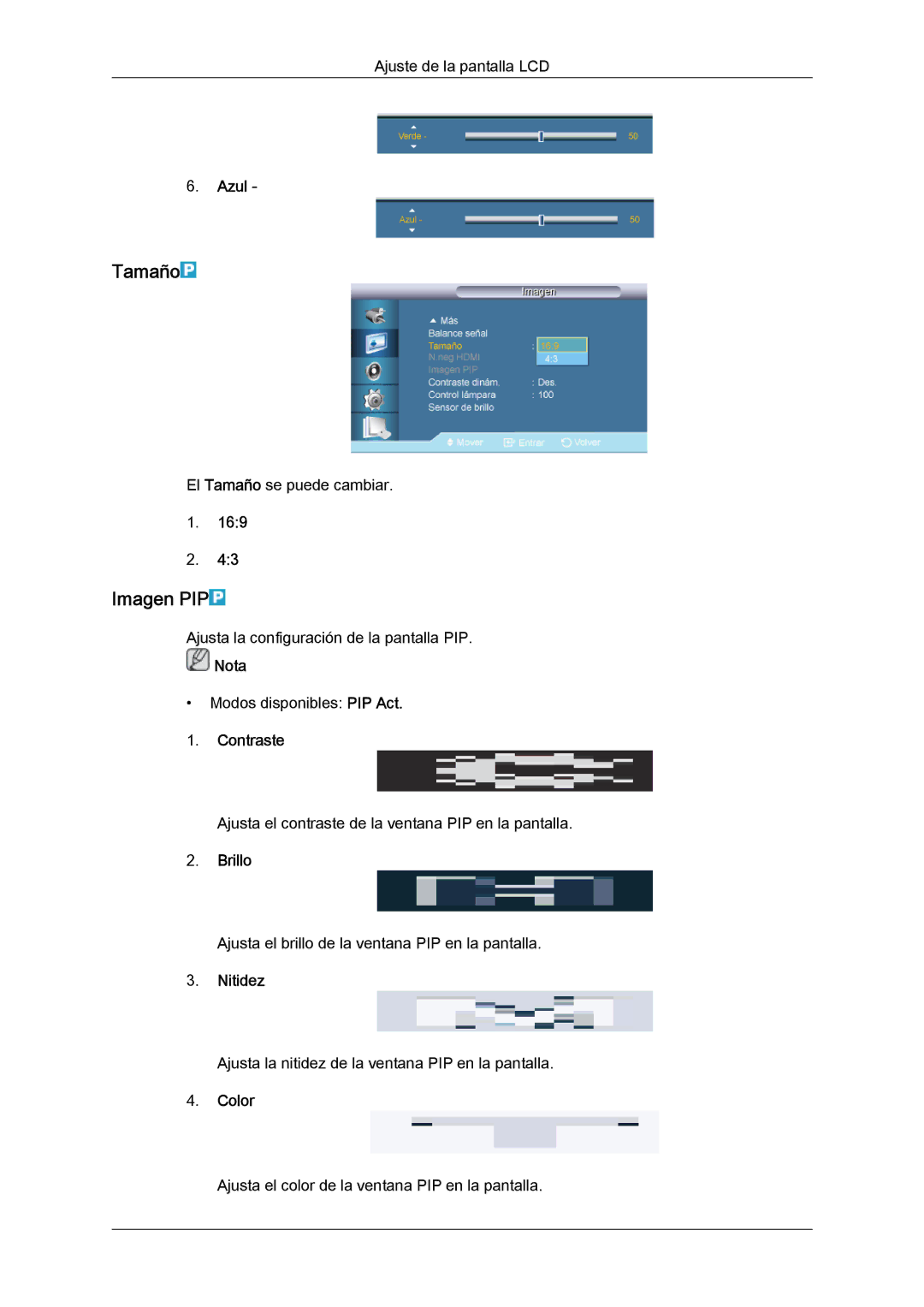 Samsung LH55CSPLBC/EN manual Imagen PIP, Color 