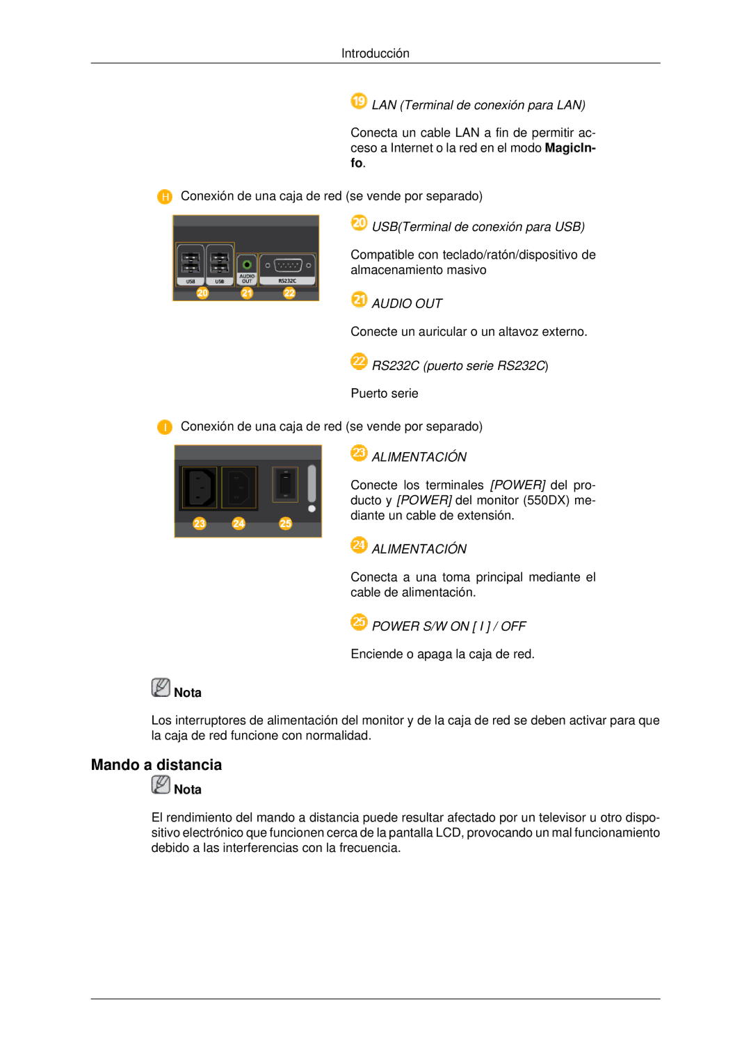 Samsung LH55CSPLBC/EN manual Mando a distancia, Alimentación 