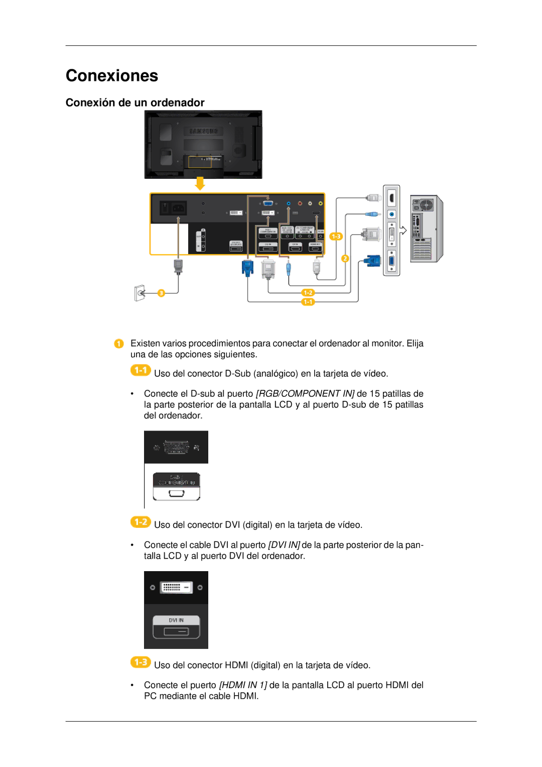 Samsung LH55CSPLBC/EN manual Conexiones, Conexión de un ordenador 