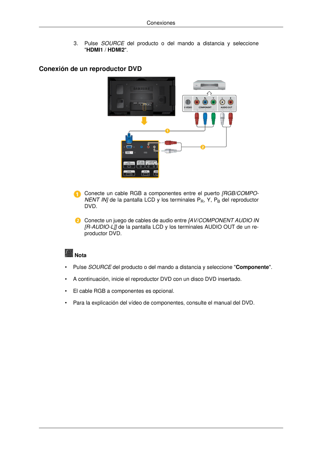 Samsung LH55CSPLBC/EN manual Conexión de un reproductor DVD, Dvd 