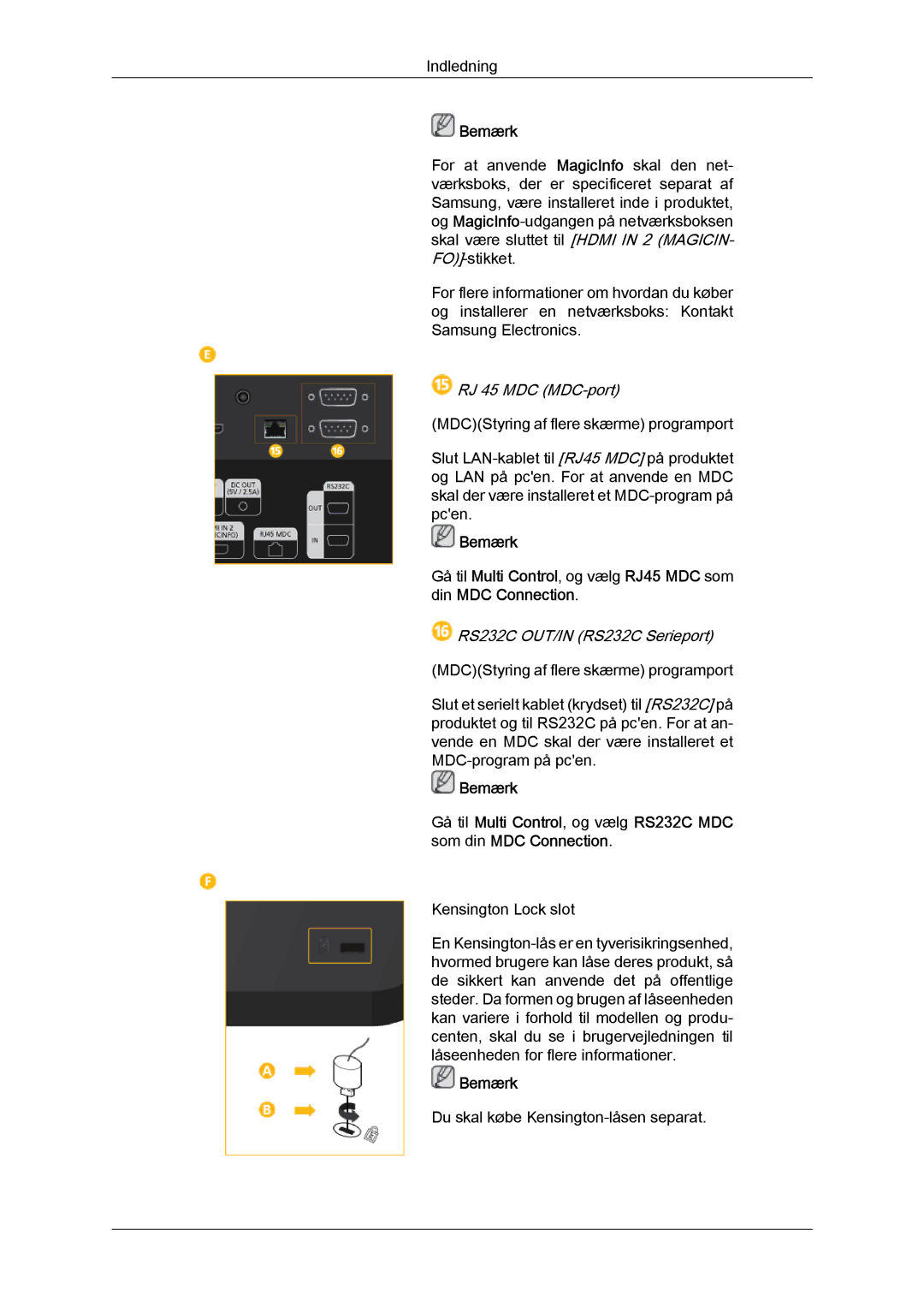 Samsung LH55CSPLBC/EN manual RJ 45 MDC MDC-port 