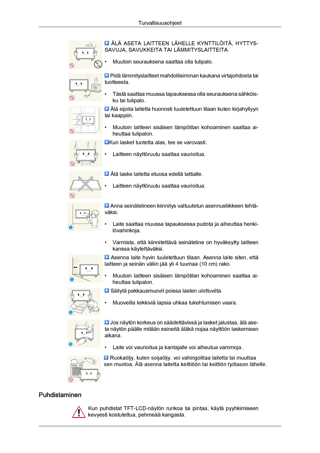 Samsung LH55CSPLBC/EN manual Puhdistaminen 