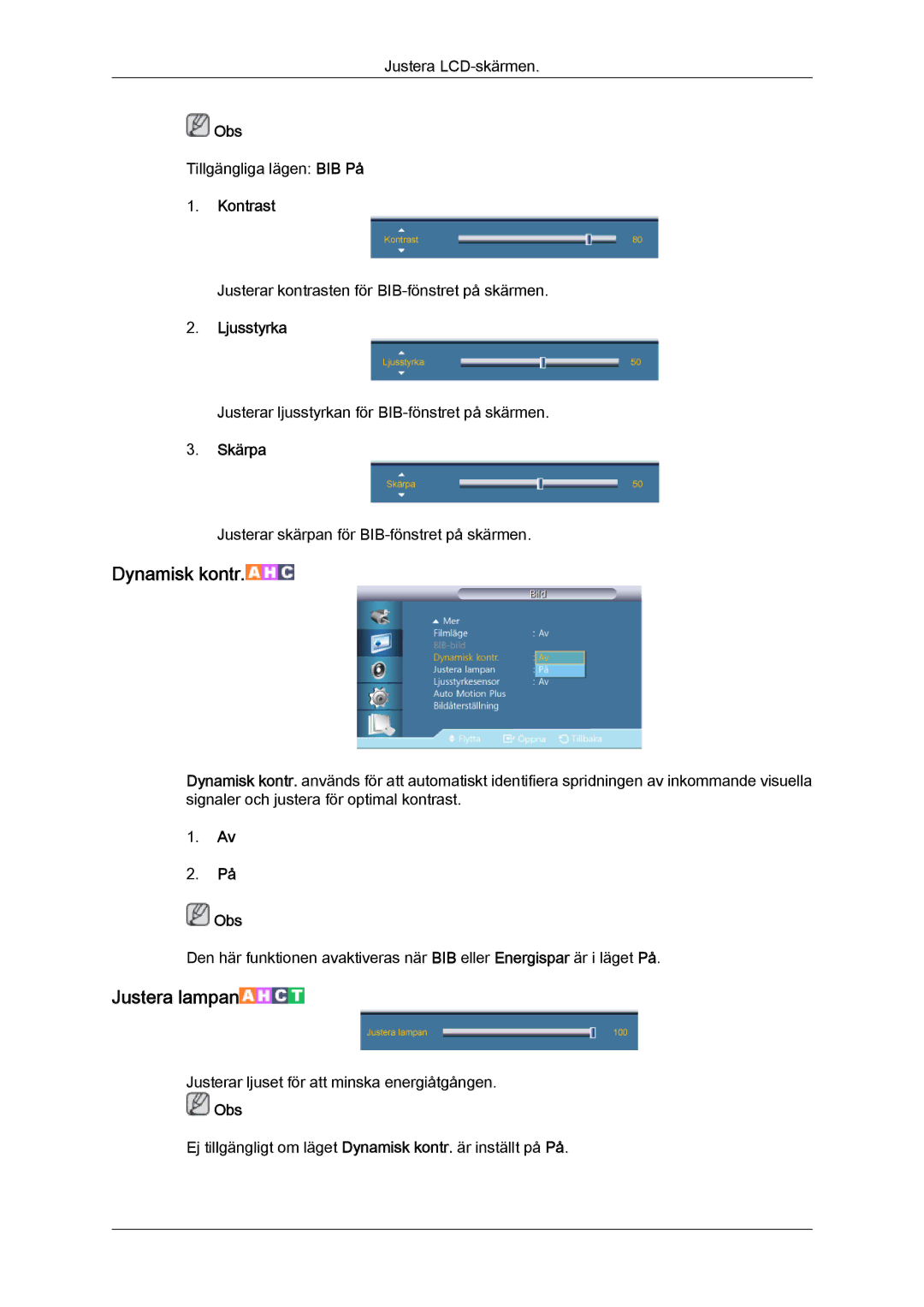 Samsung LH55CSPLBC/EN manual Dynamisk kontr 