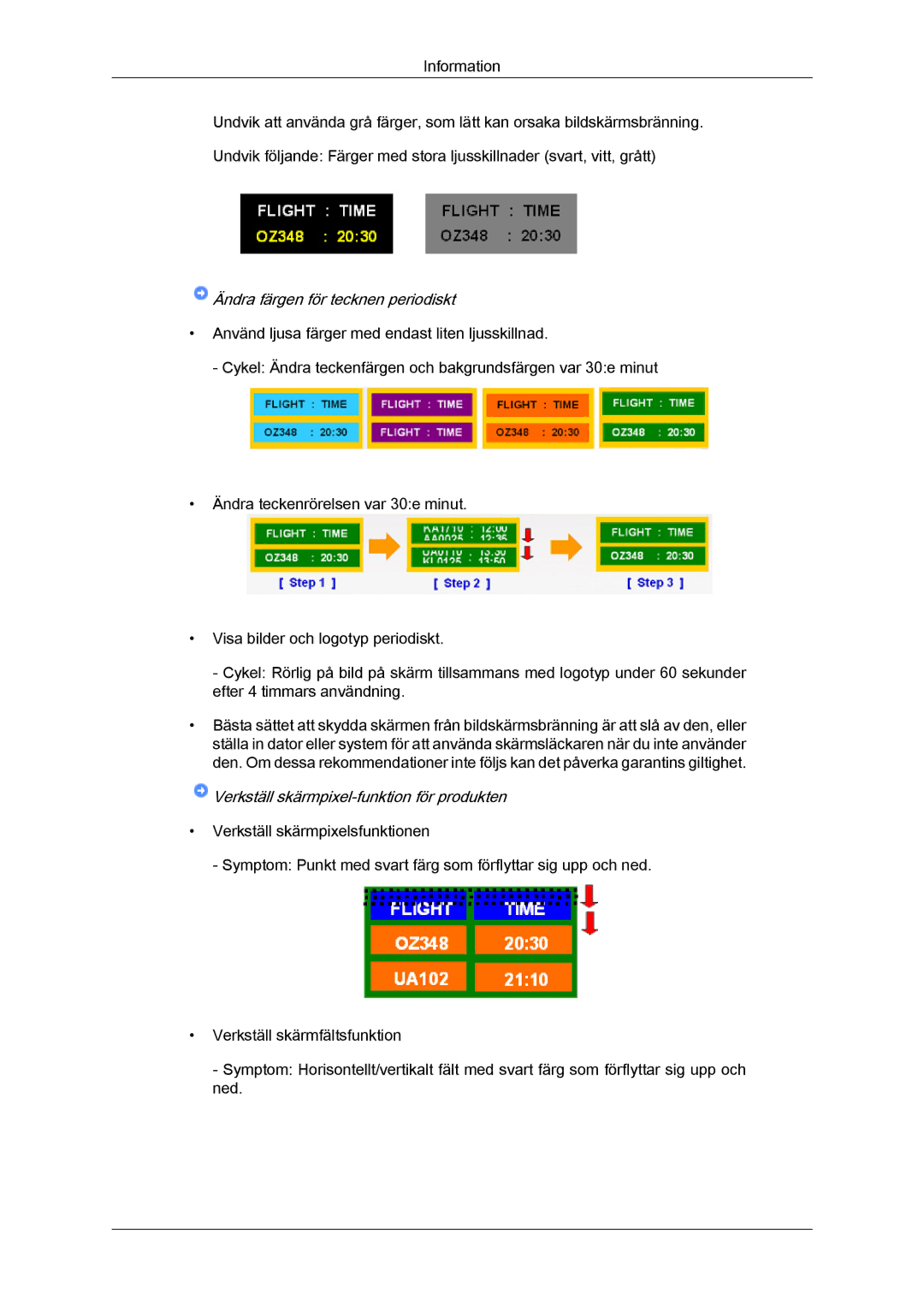 Samsung LH55CSPLBC/EN manual Ändra färgen för tecknen periodiskt 