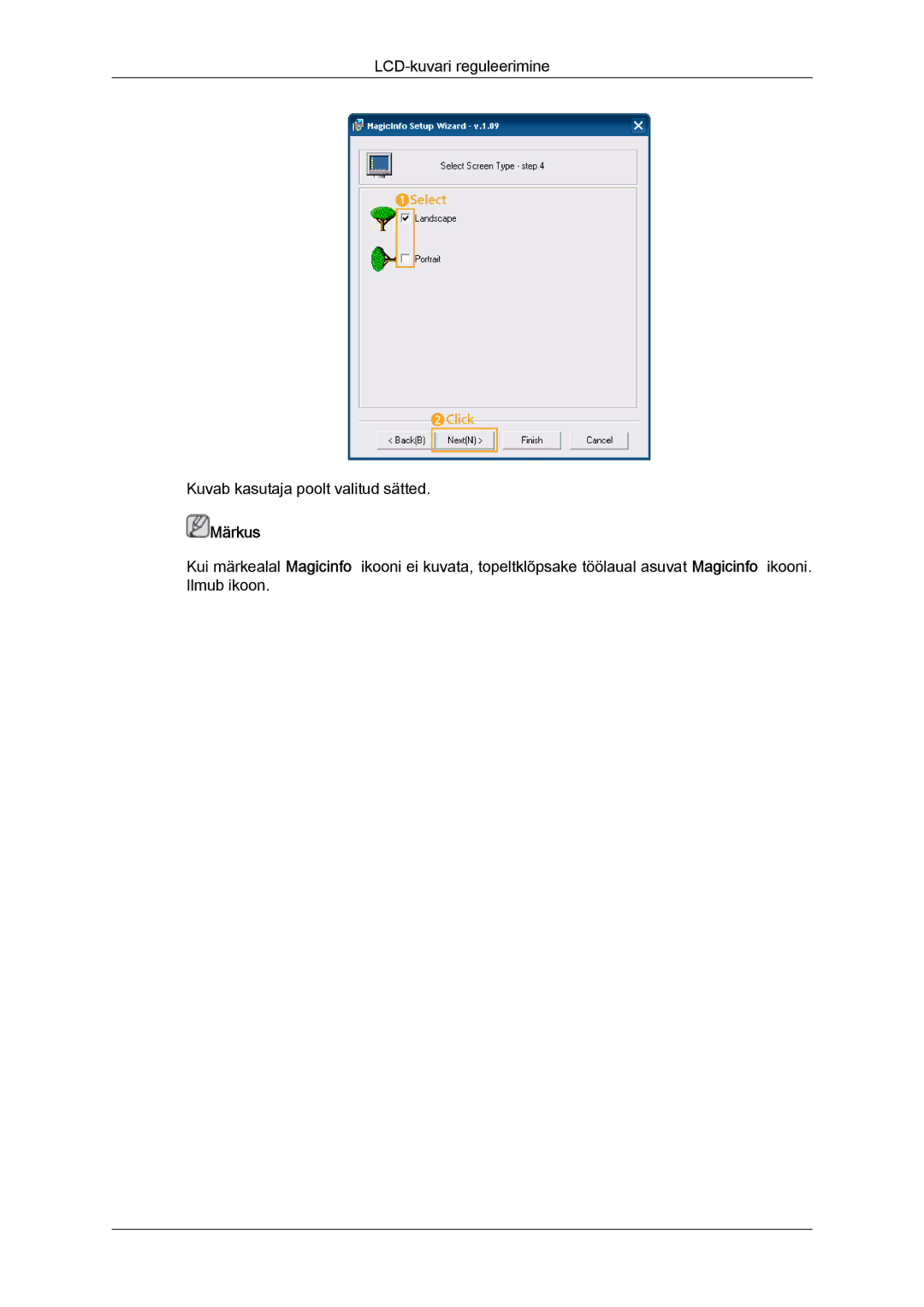 Samsung LH55CSPLBC/EN manual LCD-kuvari reguleerimine Kuvab kasutaja poolt valitud sätted 