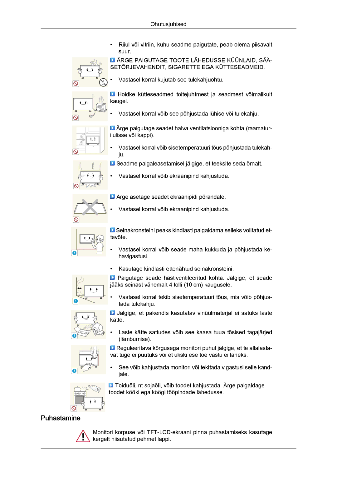 Samsung LH55CSPLBC/EN manual Puhastamine 