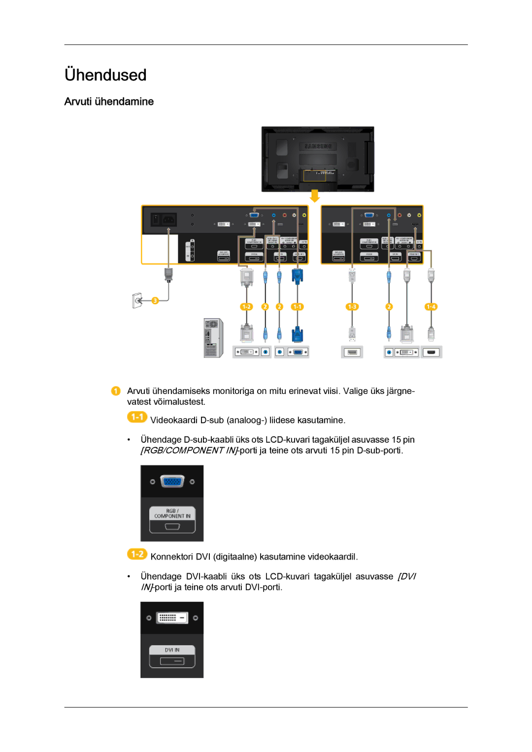 Samsung LH55CSPLBC/EN manual Ühendused, Arvuti ühendamine 